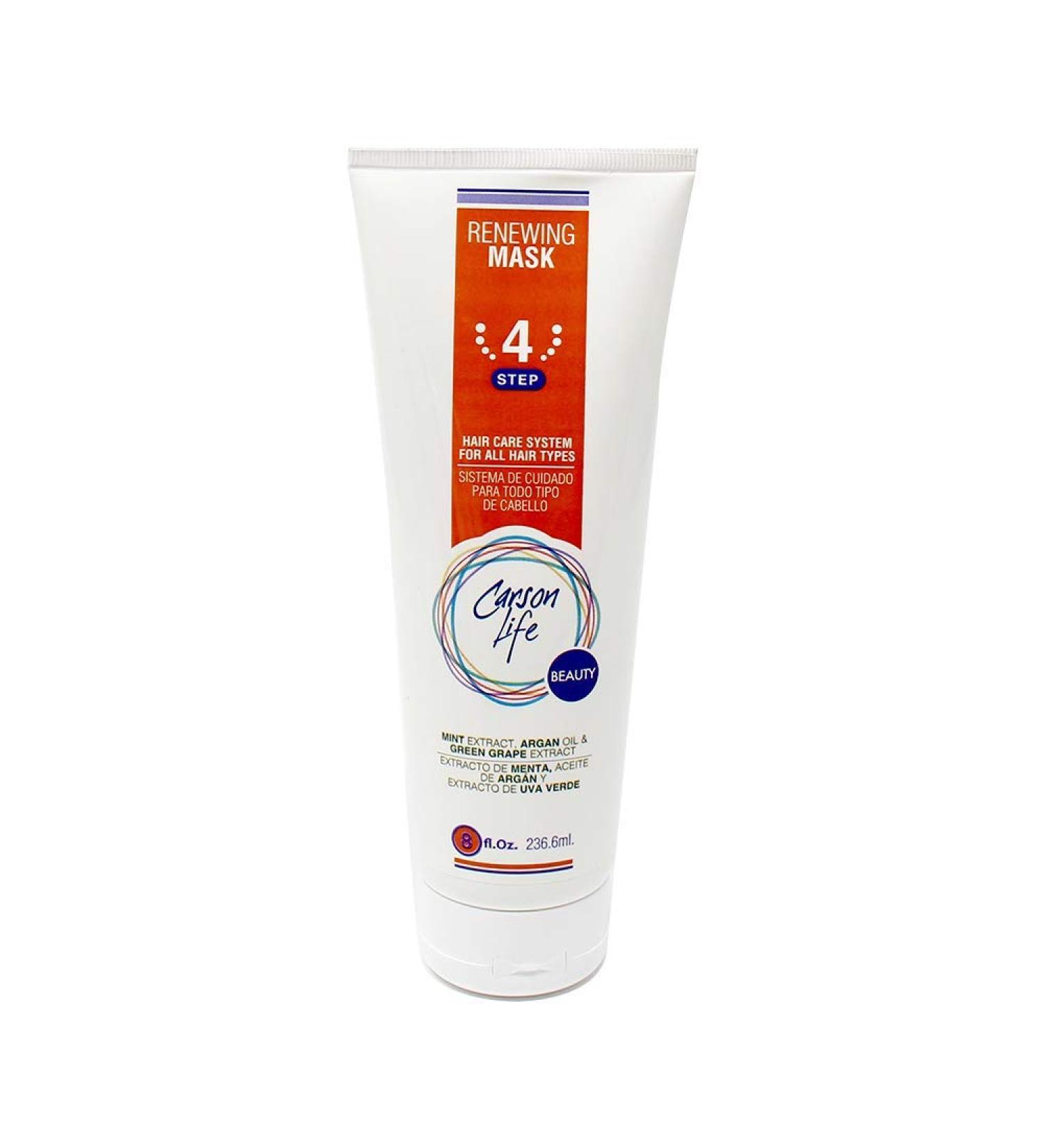Carson Life Color Treated Hair Renewing Mask - 8 Oz - Mint Extract, Argan Oil & Green Grape Extract - Soft, Shiny, Easy to Manage Hair - Controls Knots - Men & Women - All Hair Types - Buy Online on GoSupps.com