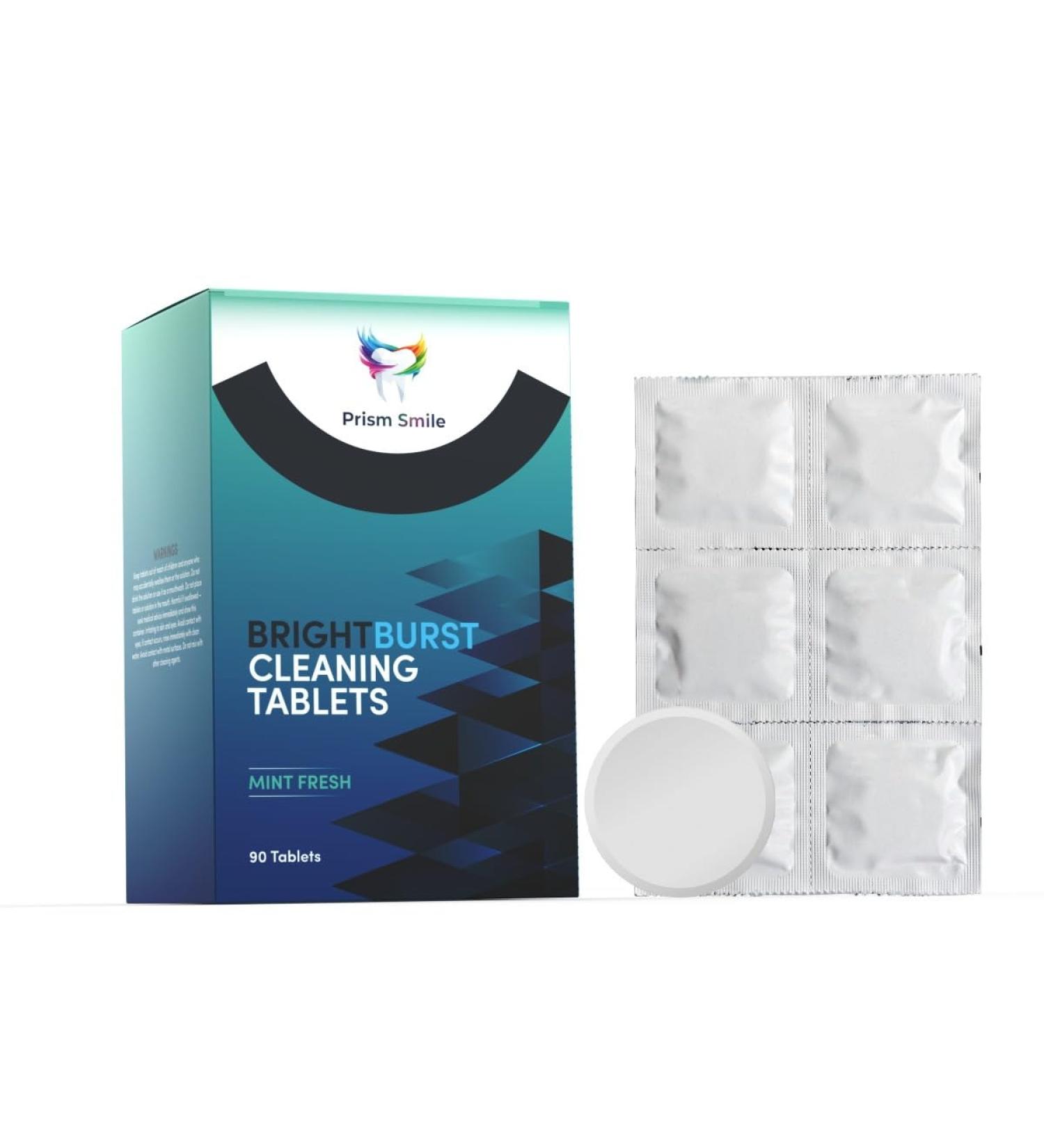 Prism Smile BrightBurst Cleaning Tablets Mint Fresh 90 Count for Clear Aligners Retainers Night Guards Whitening Trays - Buy Online on GoSupps.com