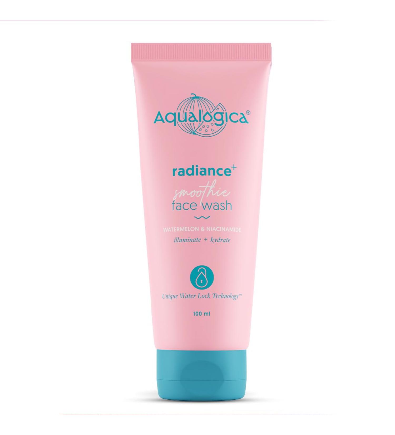 Aqualogica Radiance + Smoothie Face Wash with Watermelon | Cleanses & Controls Excess Oil | Niacinamide Helps Reduce Acne Marks & Spots | 3.38 Fl Oz/100 ml - Buy Online on GoSupps.com
