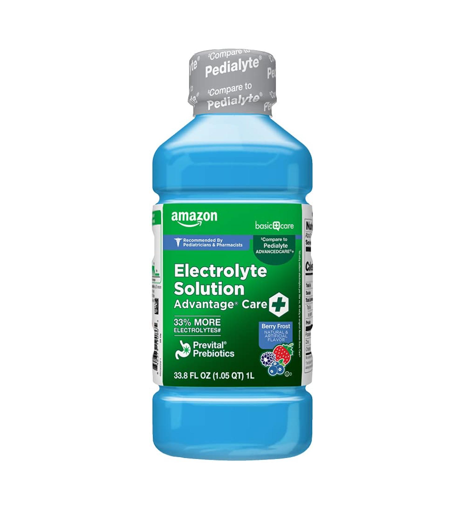 Amazon Basic Care Advantage Care Plus Electrolyte Solution 1 Liter - Berry Frost | Helps Prevent Dehydration with Fluids, Zinc, and Electrolytes - Buy Online on GoSupps.com