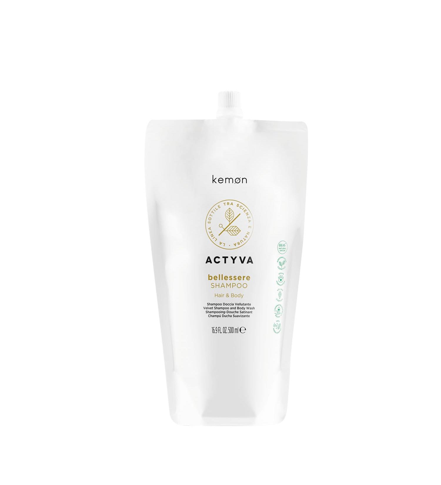  Kemon Kemon - Actyva Bellessere Shampoo and shower gel for body and hair with a velvety action with argan and linseed oils - 500 ml - Buy Online on GoSupps.com