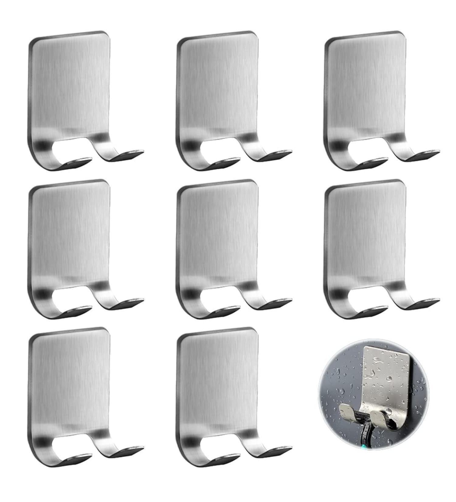 8-Piece Stainless Steel Shower Razor Holder Set | Self-Adhesive No Drilling Wall Hooks for Bathroom & Kitchen - Buy Online on GoSupps.com