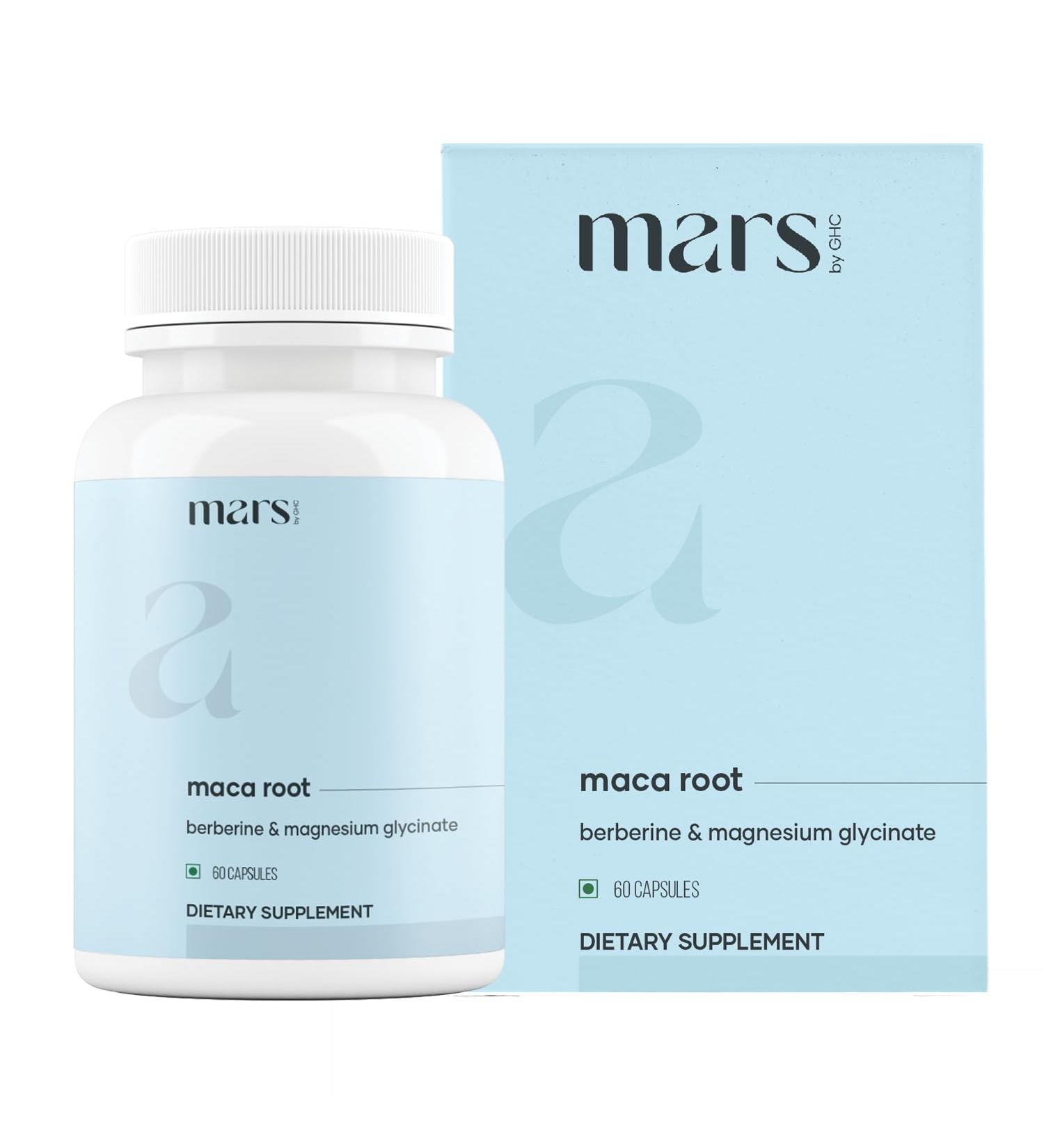 mars by GHC Maca Root Capsules with Ginseng Magnesium & Berberine | Supports Vitality & Overall Well-Being | Pack of 1 | 60 Capsules 60 Count (Pack of 1) - Buy Online on GoSupps.com