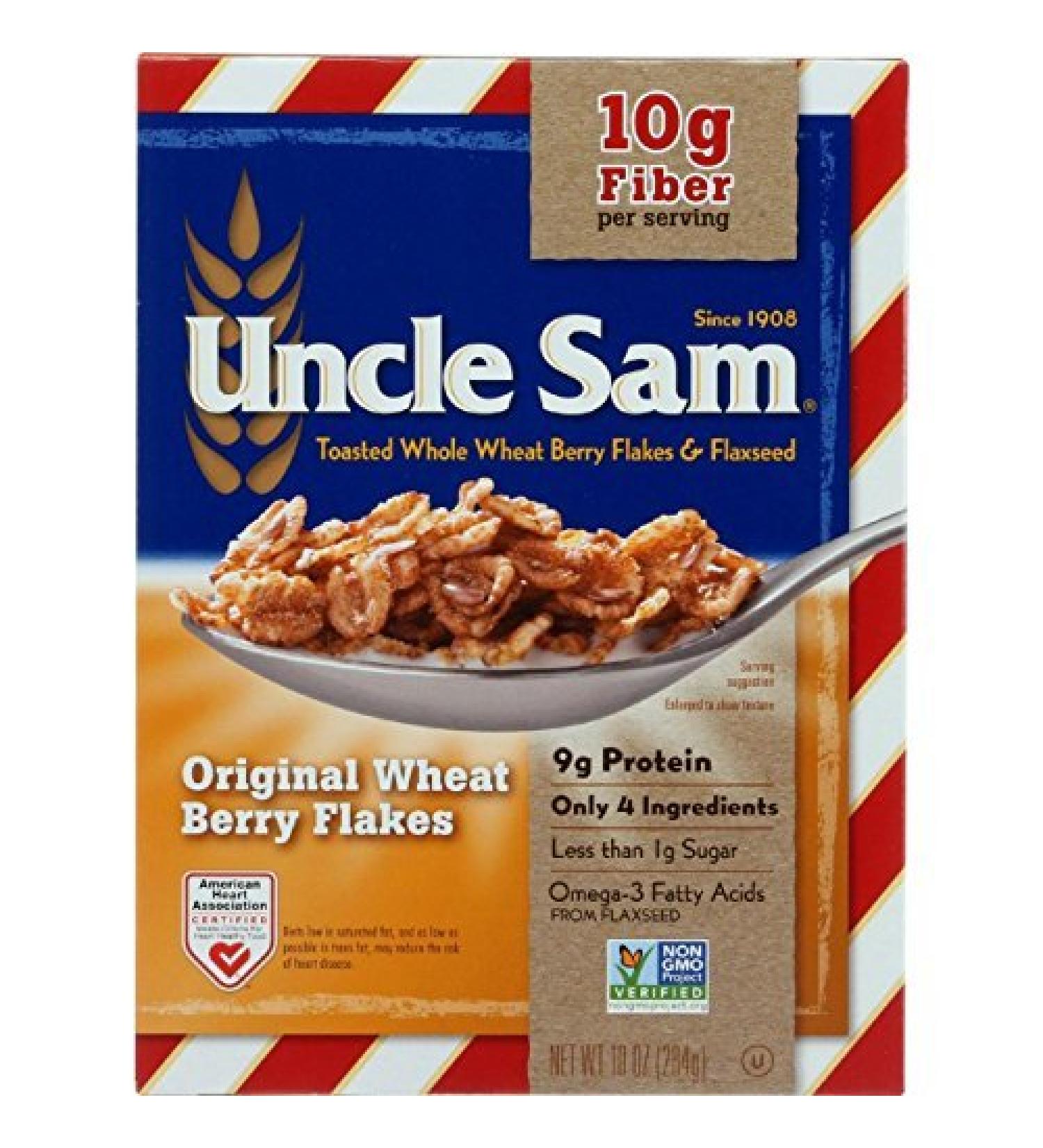 Uncle Sam Toasted Whole Wheat Berry Flakes and Flaxseed, 10-Ounce Boxes (Pack of 4)