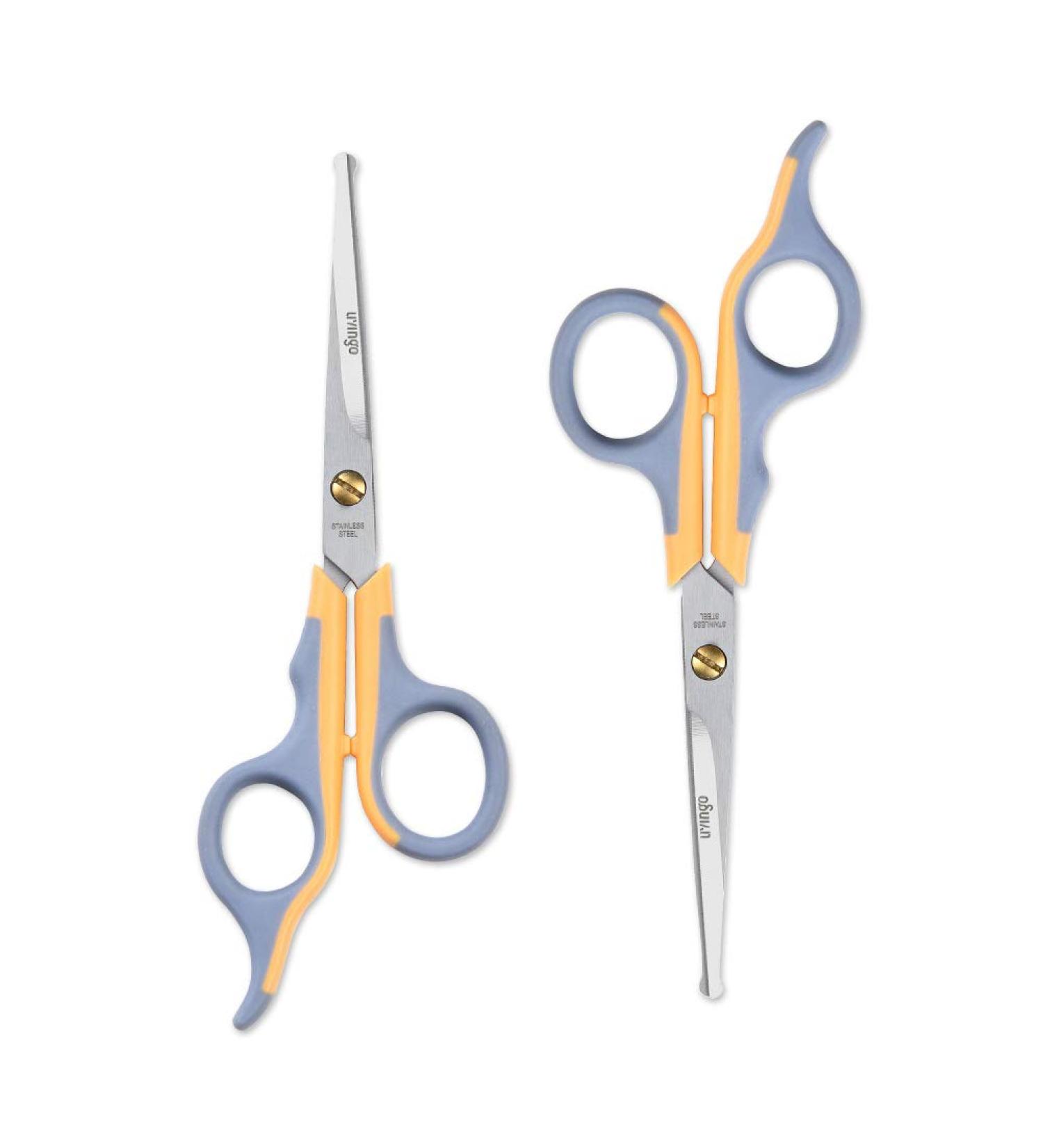 LIVINGO Professional Pet Grooming Scissors for Cats & Dogs - Titanium Coated Trimming Shears, Safe Rounded Tip, Micro Serrated Blades - 2 Pack 6.5 inch - Buy Online on GoSupps.com