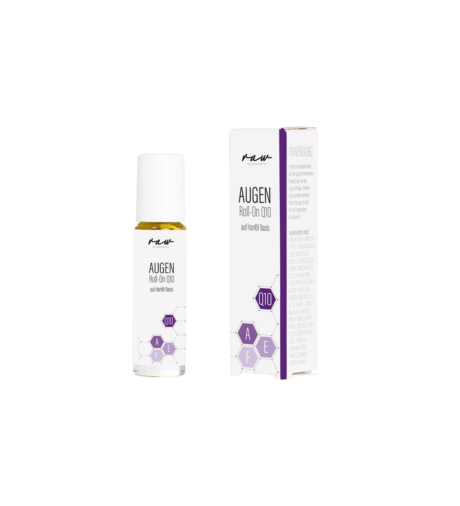 raw Kosmetik Eye Roll-On Q10 with Organic Hemp Oil Borage Oil Q10 Ideal for Wrinkles around the Eyes and Other Problem Areas - Buy Online on GoSupps.com