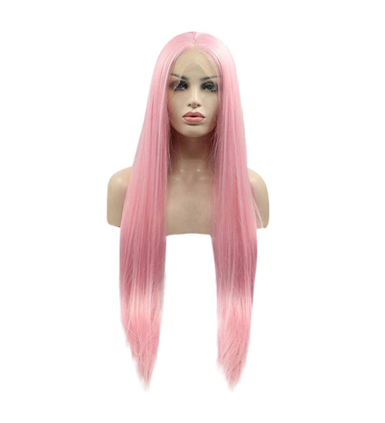Buy Long Pink Curly Wig for Women | Brazilian Straight Hair for 50s-80s Party Style - Buy Online on GoSupps.com