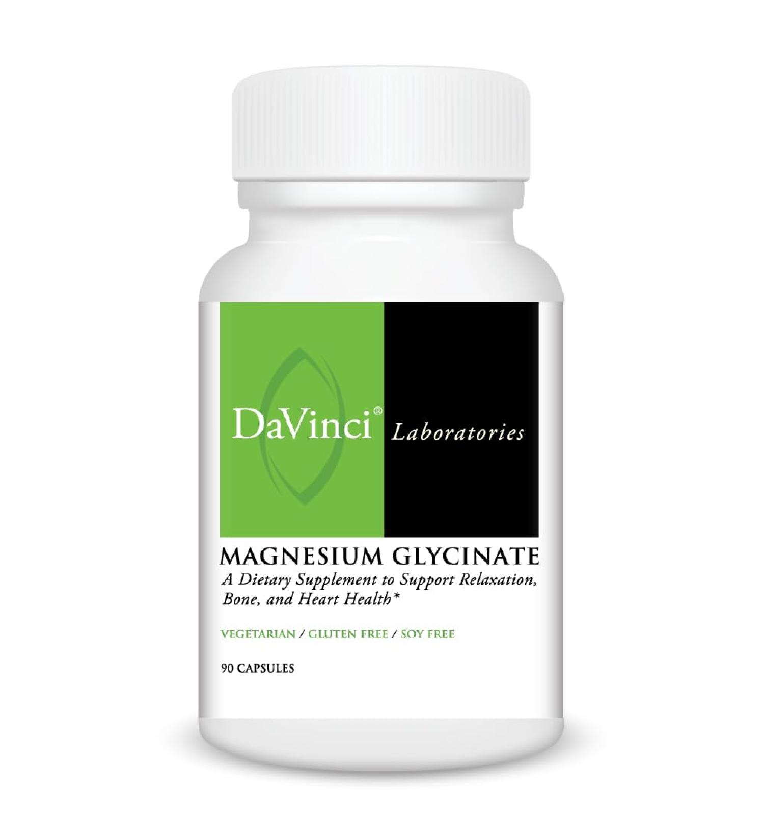 DaVinci Labs Magnesium Glycinate - Supports Sleep Heart Brain Relaxation & Bone Health* - Bioavailable & Stomach-Friendly* - 90 Capsules
