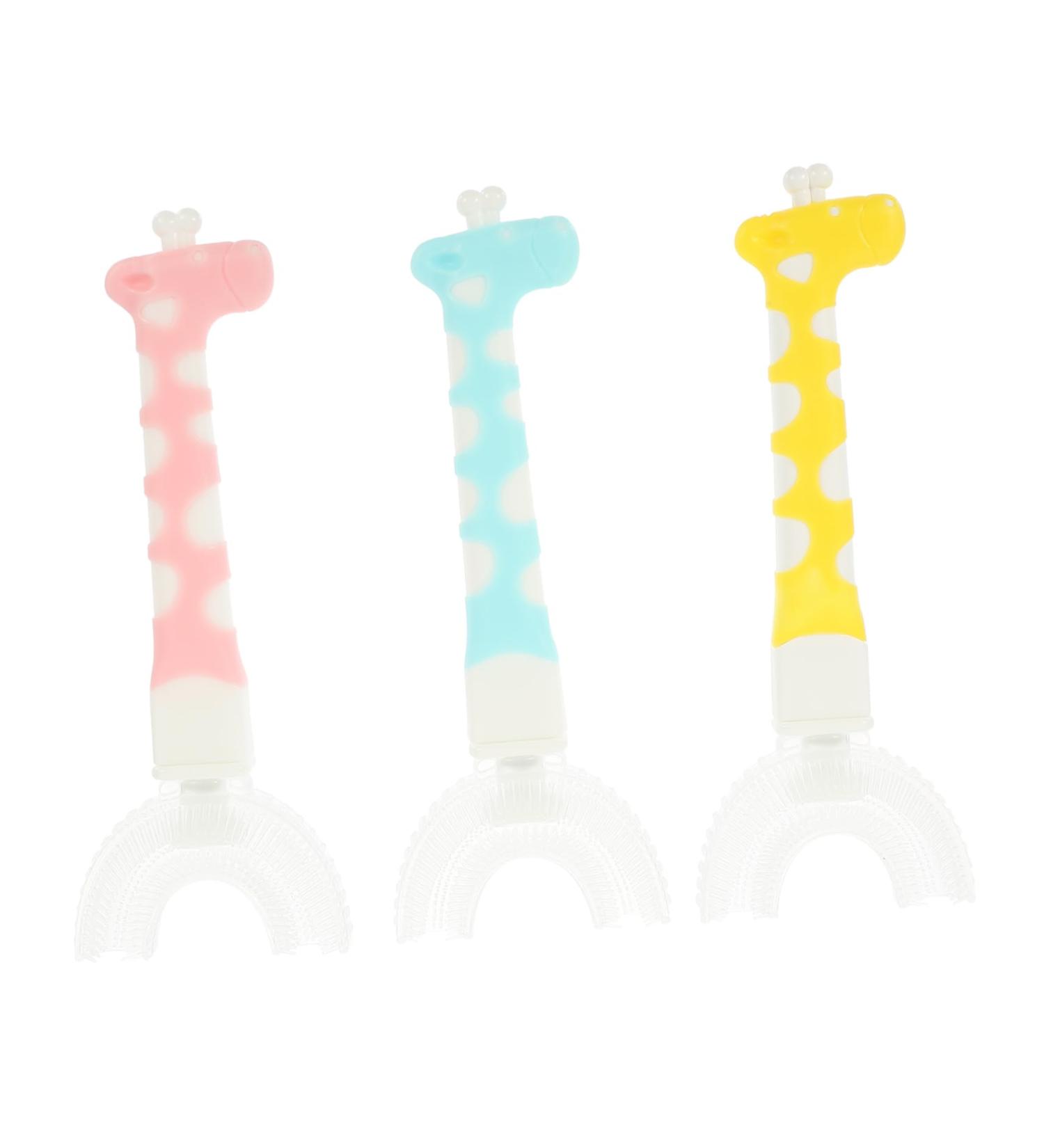 Minkissy Children's Manual Toothbrush Food-Safe Super-Soft 3 Pack in Different Colors for Gentle Cleaning - Buy Online on GoSupps.com