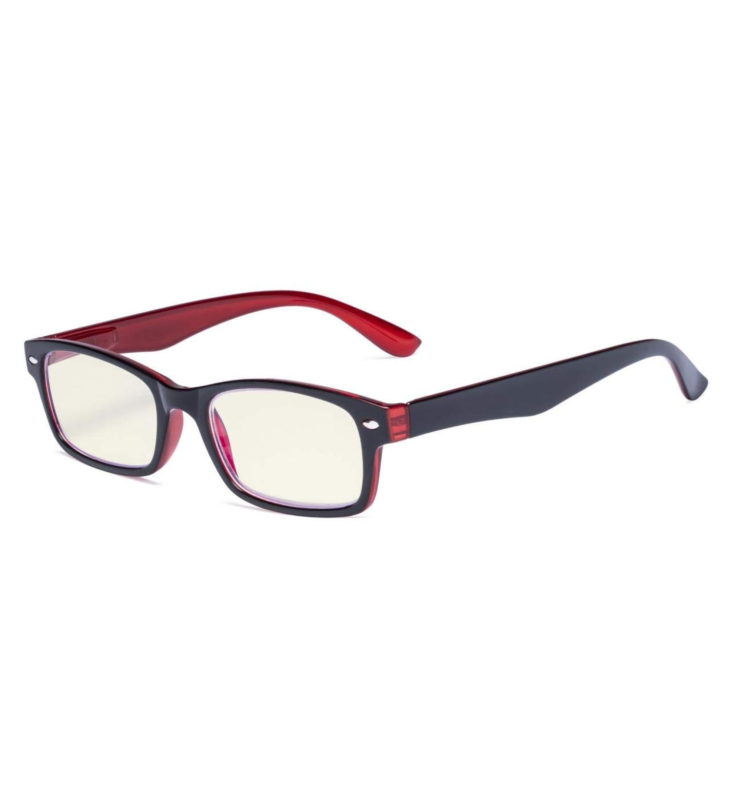 Eyekeper Computer Reading Glasses with Spring Hinges | UV Protection Anti-Blue Light Scratch-Resistant | Yellow Tinted BB40 Lens in Black/Red - 4.0 Diopters - Buy Online on GoSupps.com