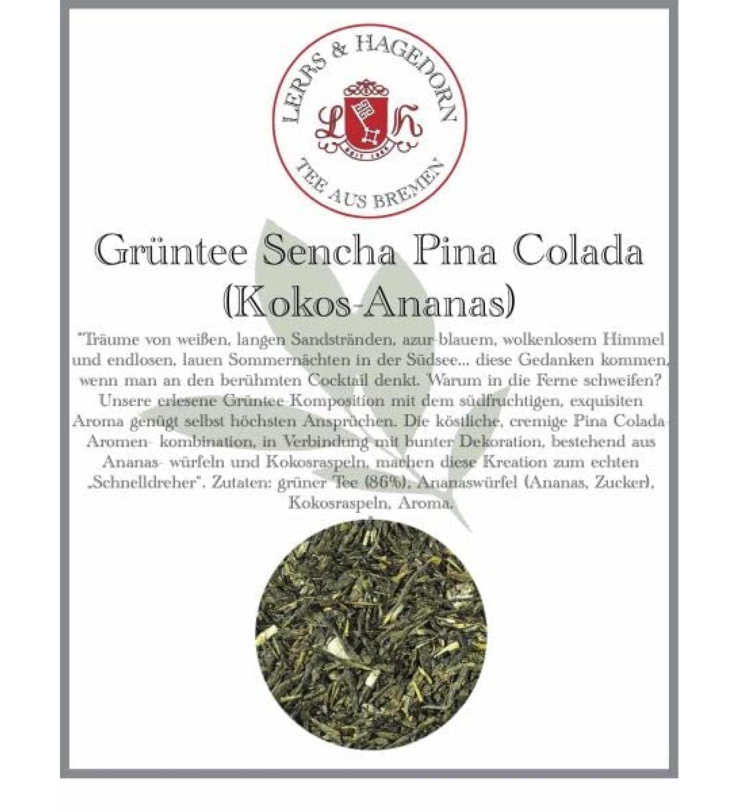  Lerbs & Hagedorn Lerbs & Hagedorn Sencha Pi a Colada Green Tea | Exquisite fruity southern aroma 1 kg (approx. 81 l) with pineapple and grated coconut - Buy Online on GoSupps.com