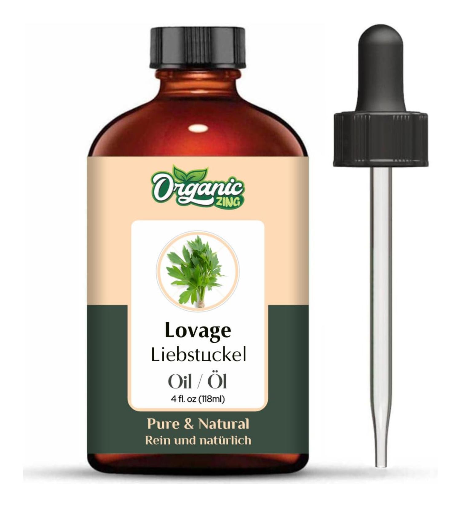 ORGANIC ZING Organic Zing Lovage Oil (Levisticum officinale) | Pure and natural essential oil for massage skin care hair care - 118 ml