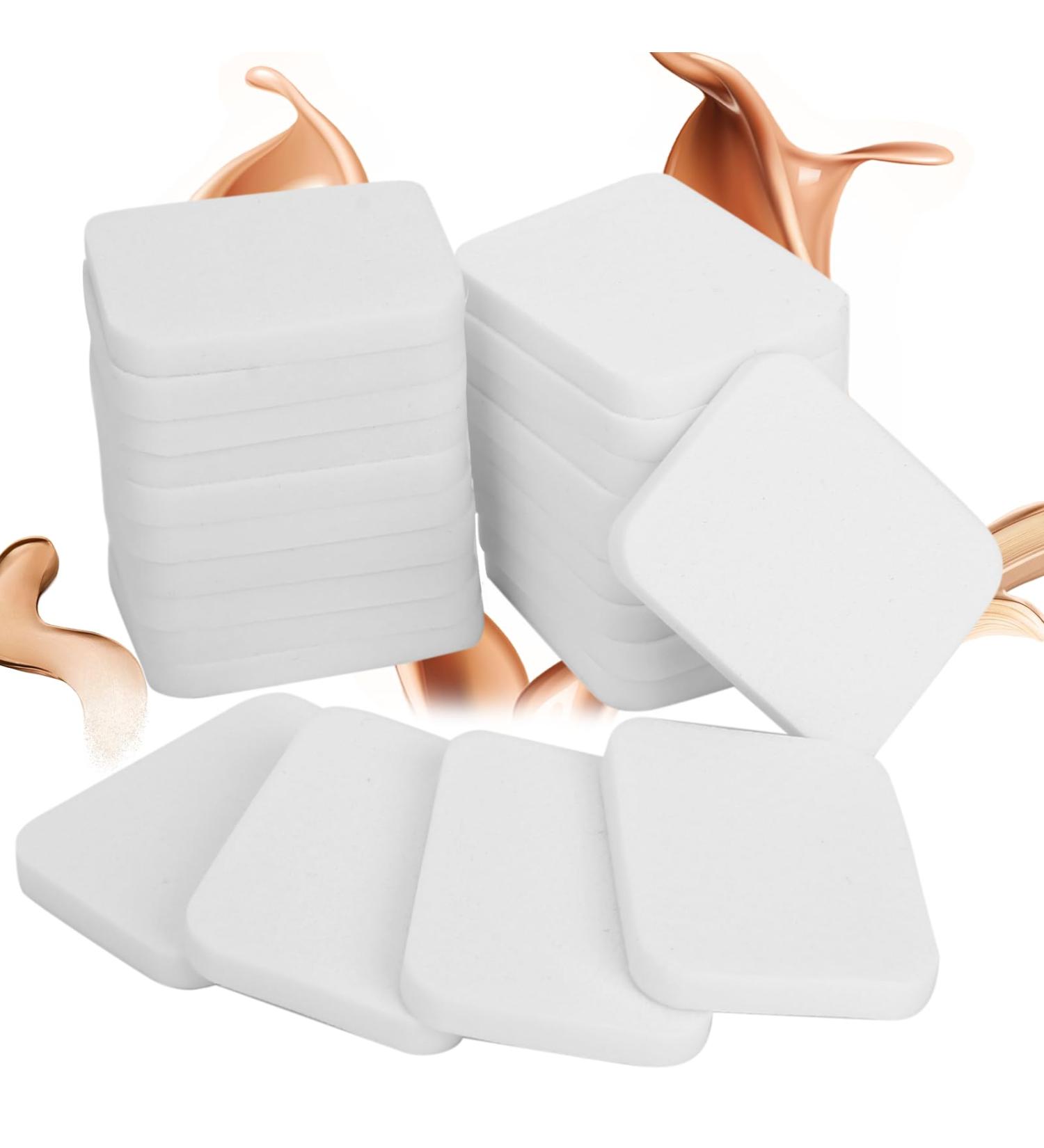 Sliverdew Powder Puff Sponge 20 Pieces Makeup Sponges Makeup Sponge Square Pads Cosmetic Applicators White Cosmetic Tool for Cleaning Face Liquid Foundation - Buy Online on GoSupps.com