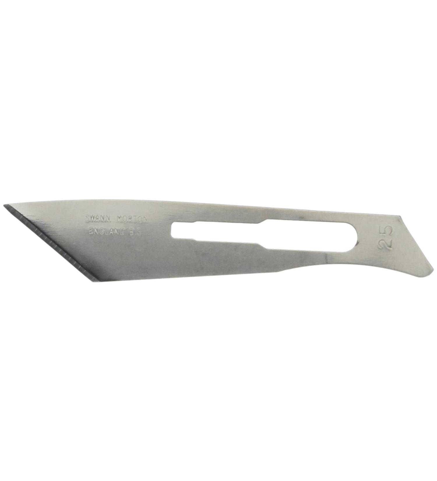 Swann-Morton 0212 Carbon Steel Surgical Scalpel Blade Sterile Size #25 Individual Foil Pack 100 Count