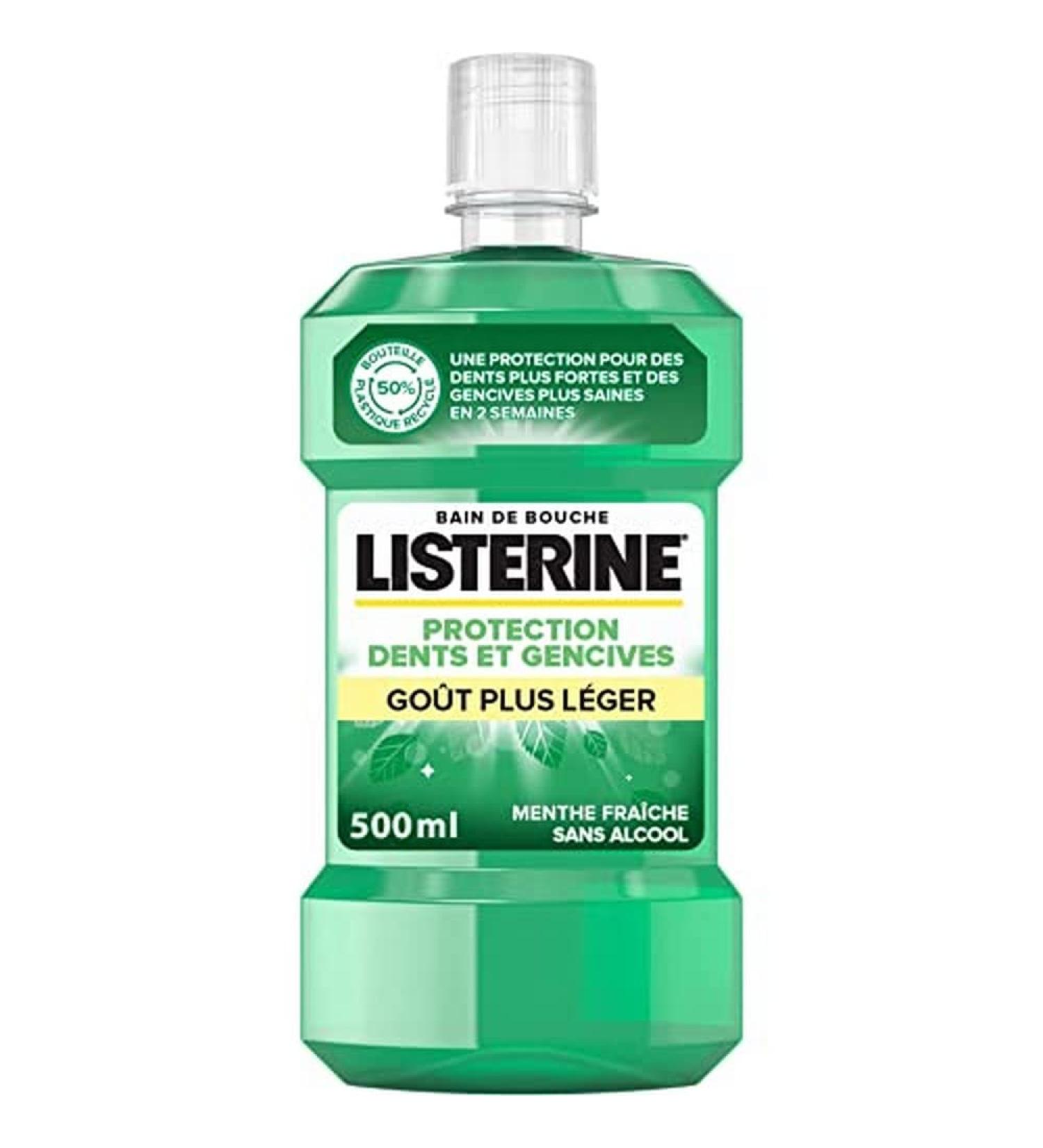 Listerine Listerine | Mouthwash Protection Teeth and Gums Taste Lighter (500ml Bottle) Triple Action Daily Mouthwash Mint Flavour for Fresh Breath