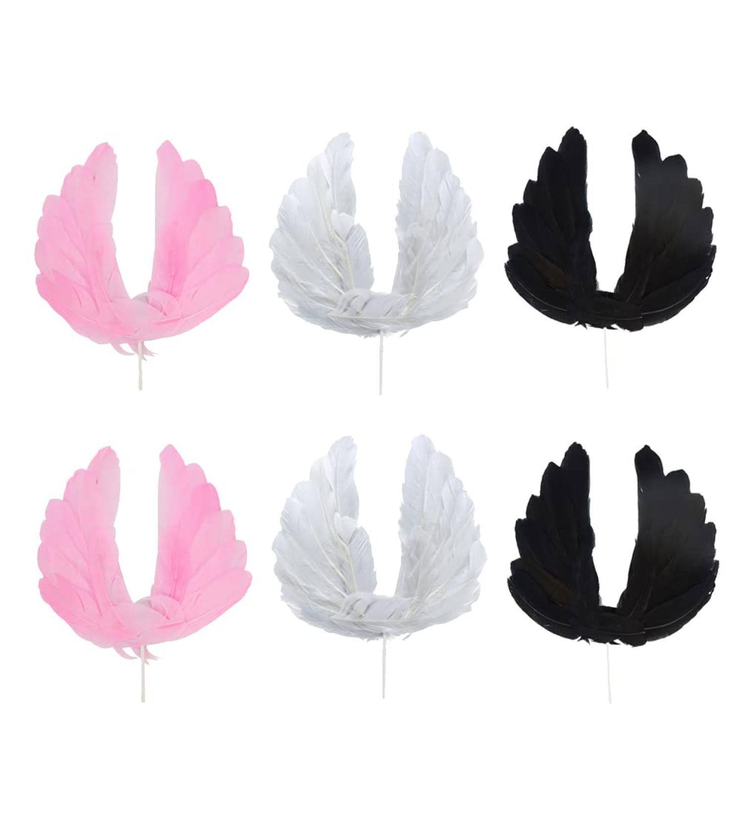 6 Pcs Imitation Feather Cake Toppers Angel Wing Cake Topper Wedding Cake Toppers Tea Party Cake Decorations Birthday Cake Toppers for Baby Shower - Buy Online on GoSupps.com