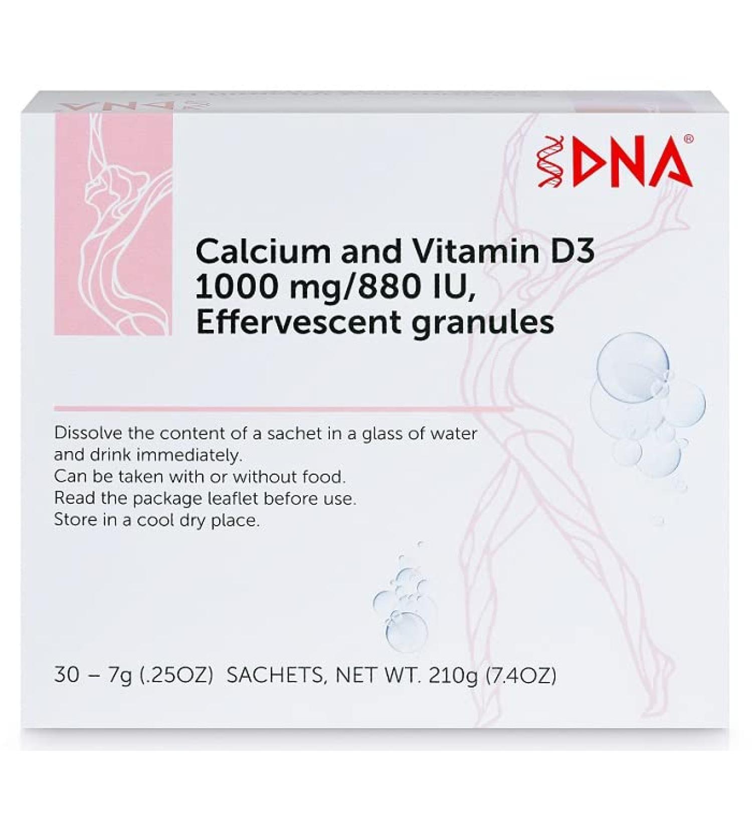 Calcium & Vitamin D3 1000mg/880 IU Effervescent Granules | DNA Supplement - Buy Online on GoSupps.com