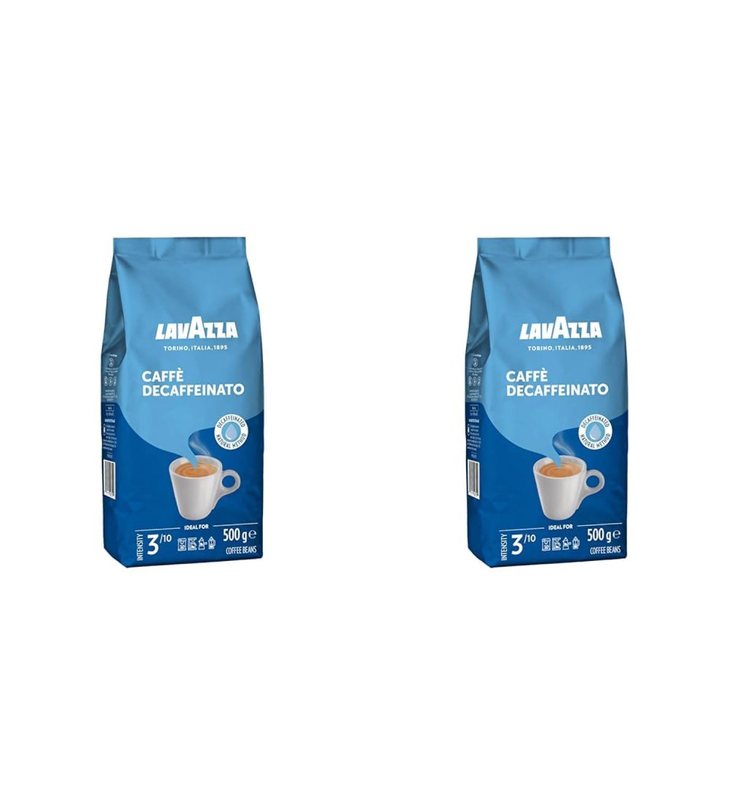 Lavazza Caff Decaffeinato Coffee Beans Ideal for Espresso or Superautomatic Coffee Machines Aromatic Notes of Dried Fruits Arabica and Robusta Intensity 3/10 Medium Roasting 500g (Pack of 2) - Buy Online on GoSupps.com