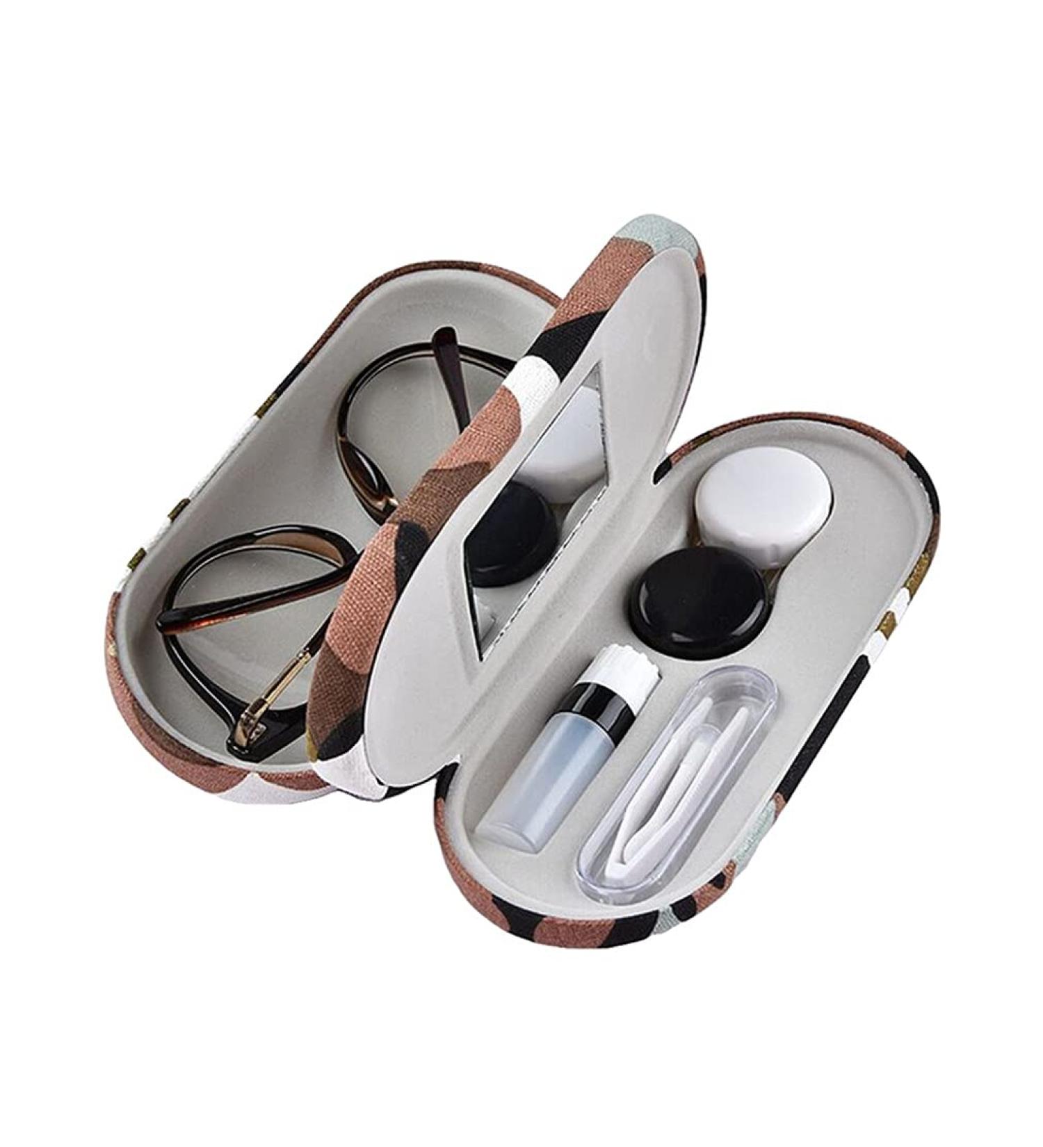 Kanasi 2-in-1 Contact Lens Case with Mirror & Tweezers Portable Double Eyeglass Box for Home Office & Travel | International Shipping - Buy Online on GoSupps.com