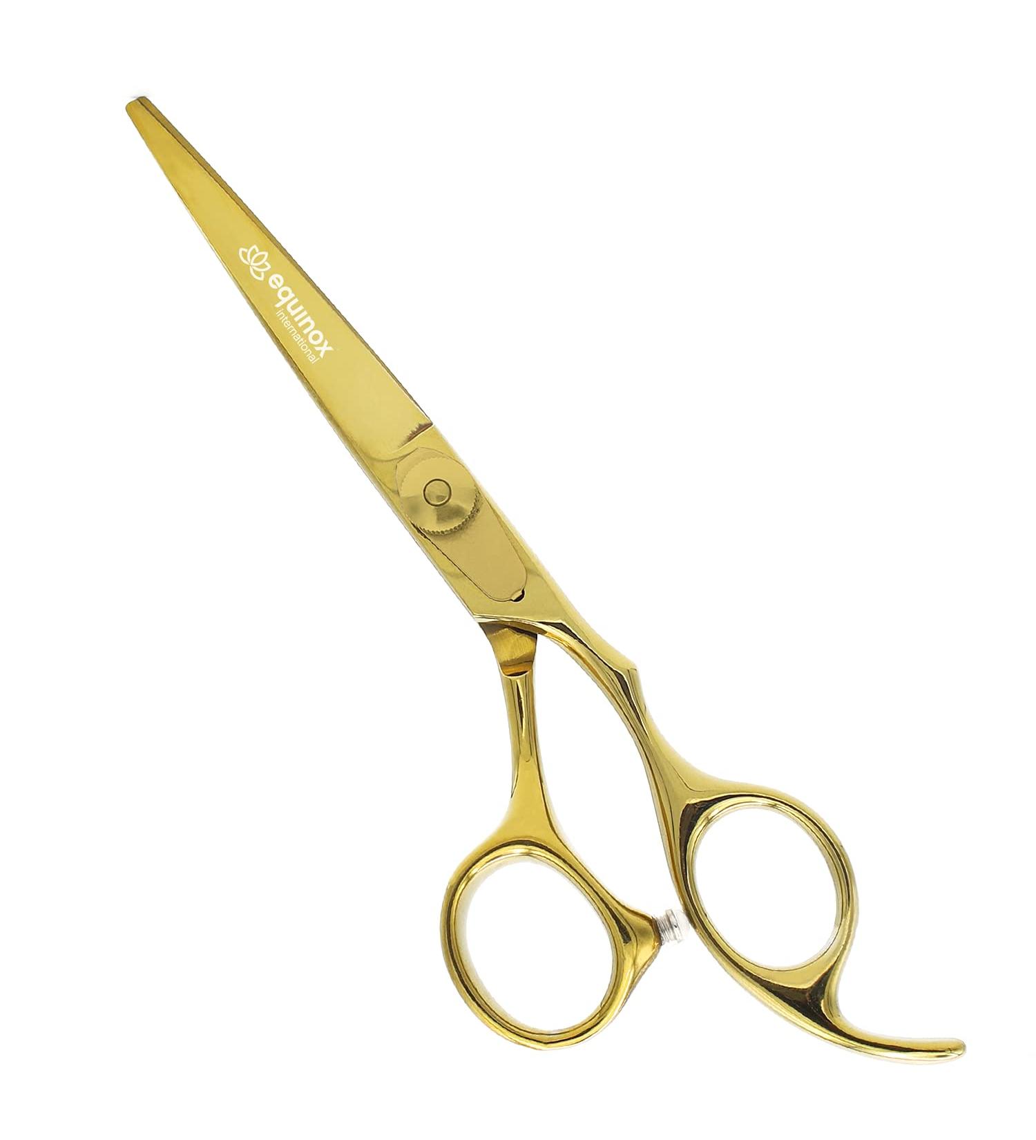 Equinox International Hair Cutting Scissors - Premium Japanese Stainless Steel - Professional Hairdressing Scissors for Men Women & Salons - Gold Finish - Buy Online on GoSupps.com