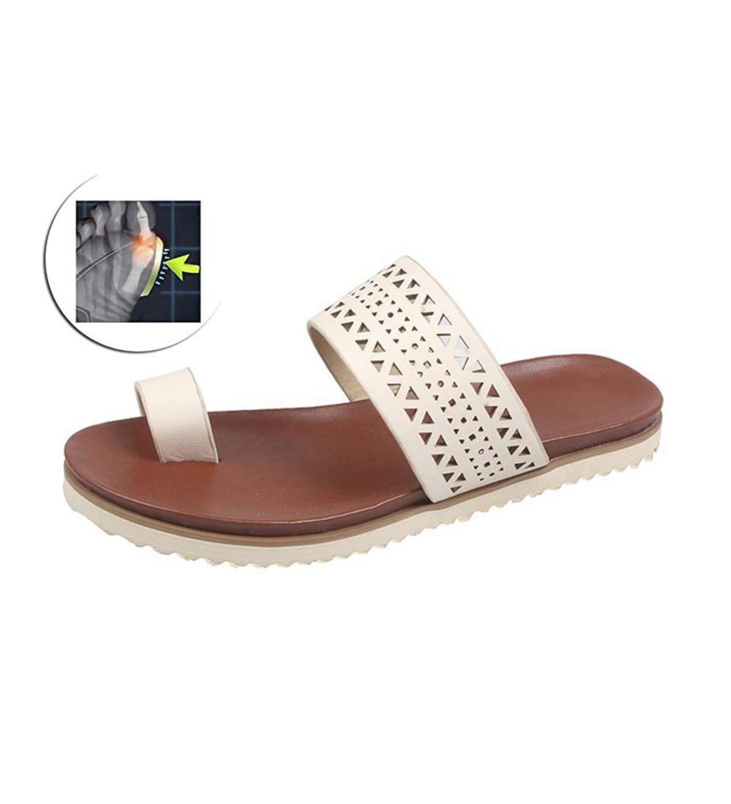 Women's Big Toe Bone Corrector Sandals - Beige Half Drag Summer Flats for Beach Travel & Walking Slippers Sizes 41-43 EU - Buy Online on GoSupps.com
