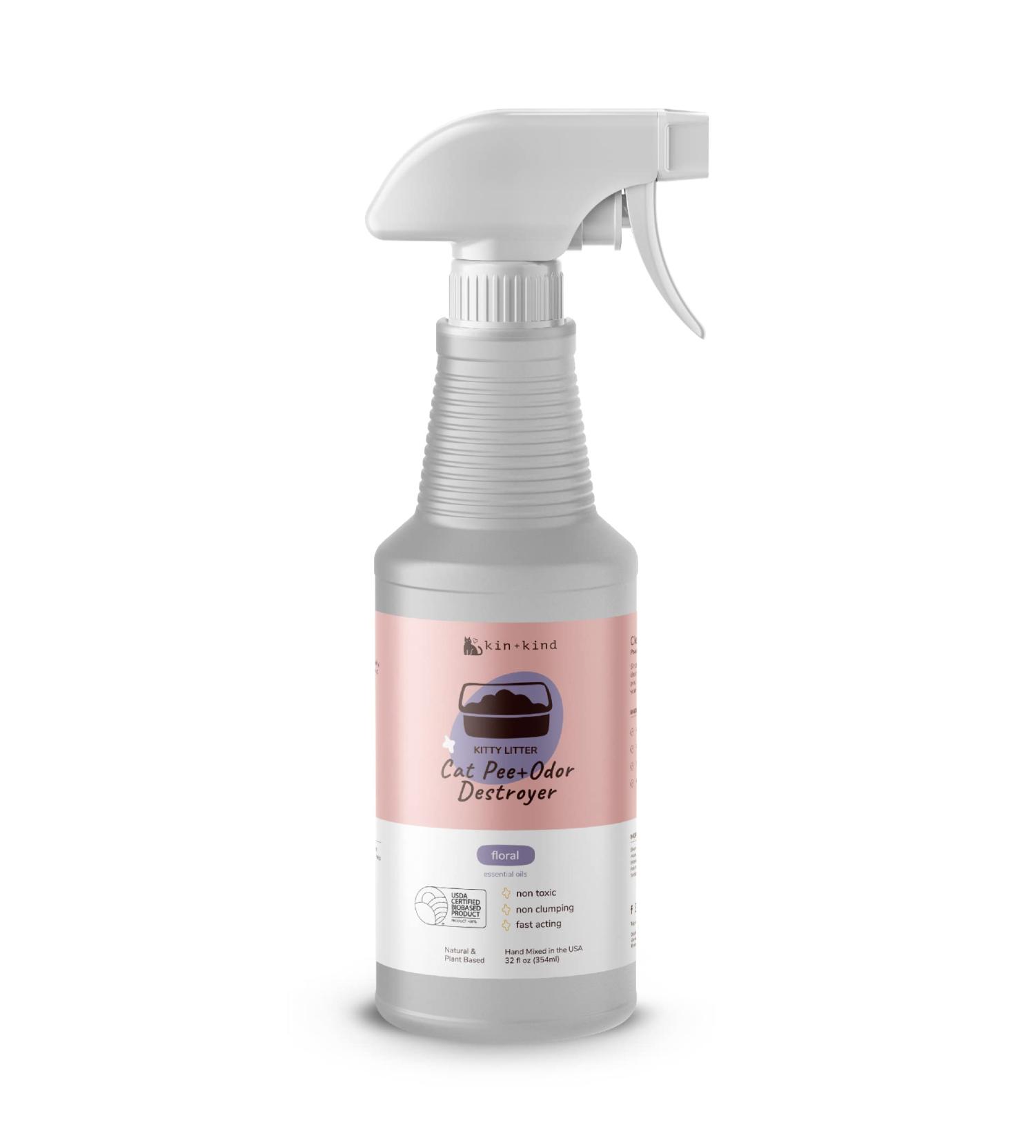 Kin+Kind Cat Pee & Odor Destroyer Floral - 32 fl oz | Natural Kitty Litter Solution - Buy Online on GoSupps.com