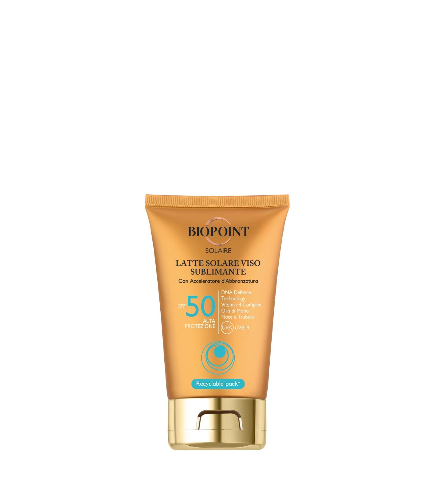 Biopoint Solaire - Sublimating Sun Lotion SPF 50 with Tanning Accelerator Antioxidant and Moisturizing Action Gives Golden and Luminous Skin 50 ml - Buy Online on GoSupps.com