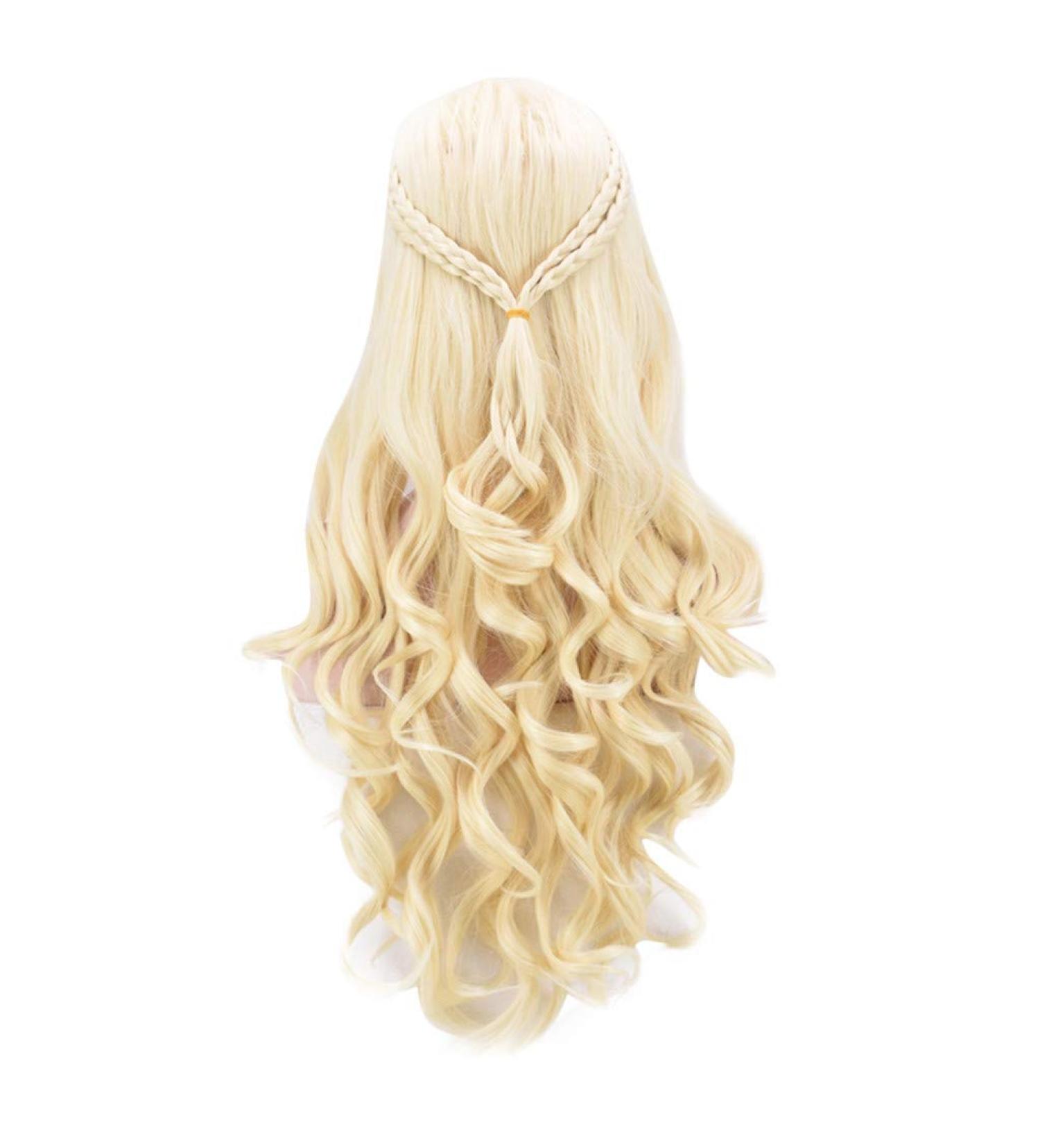Buy Wavy Long Curly Gold Synthetic Wig for Ladies - 80s 70s 60s 50s Cosplay Hair - Buy Online on GoSupps.com