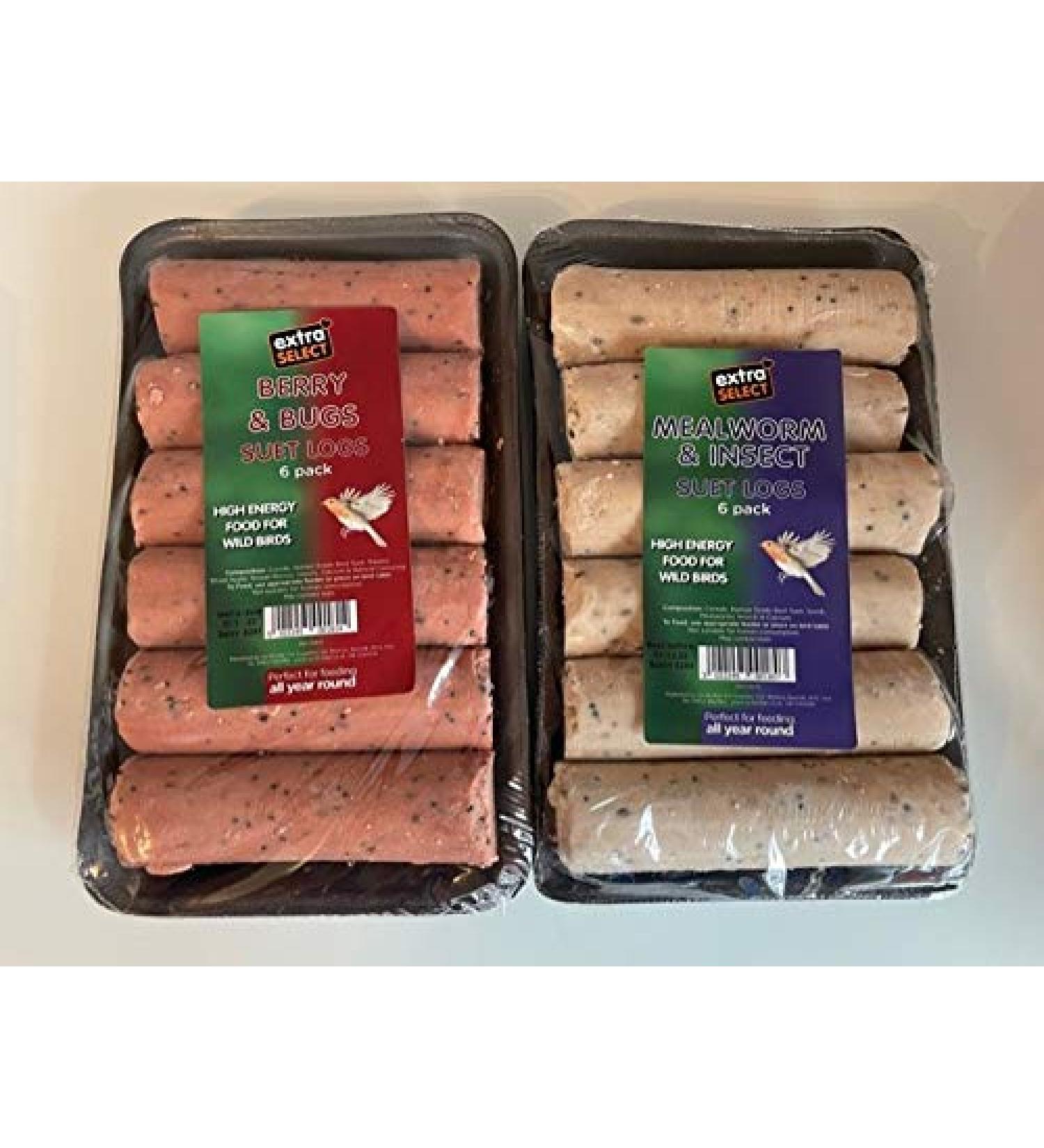Wild Bird Suet Logs Variety Pack of 2 (12 Logs)