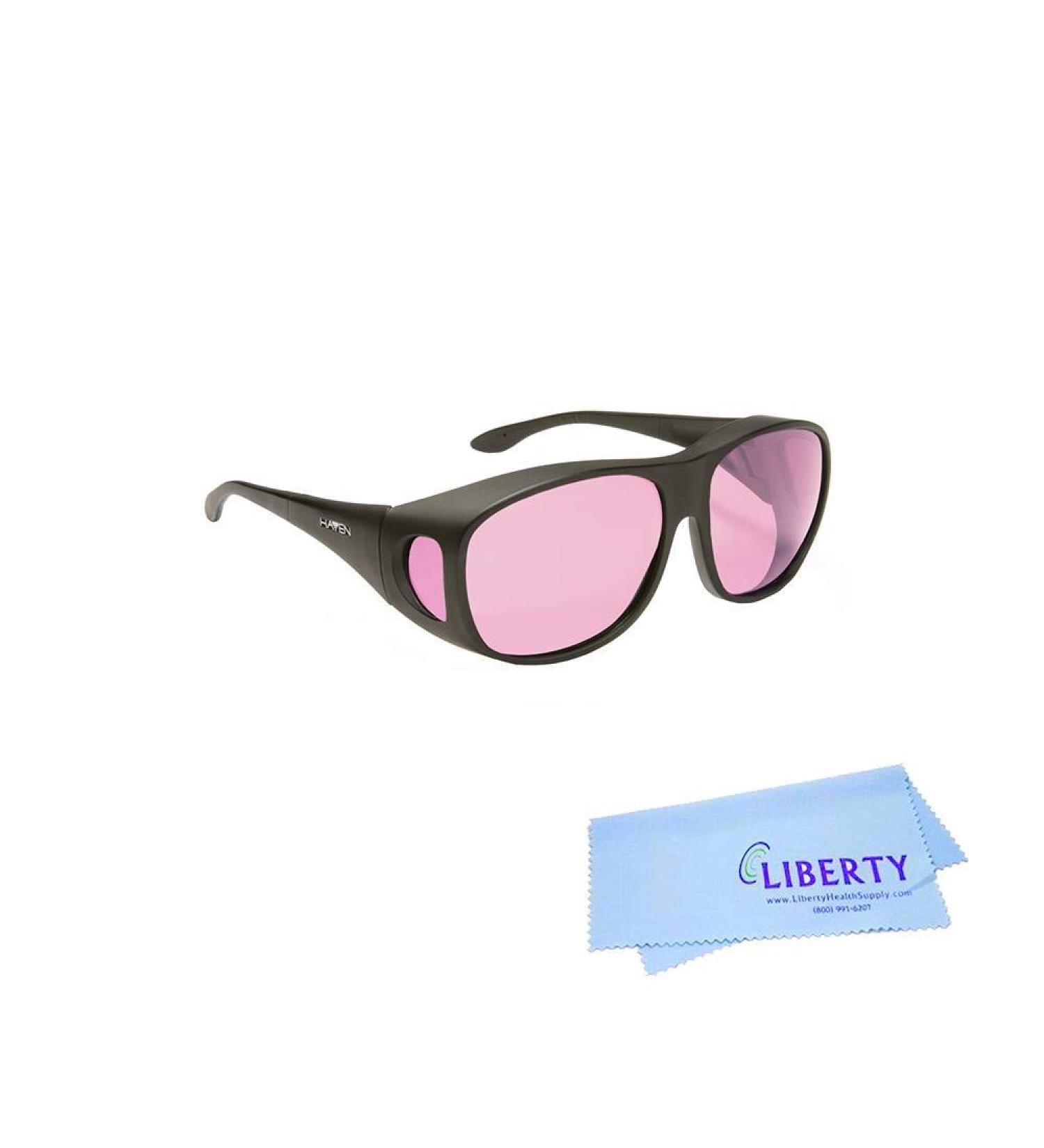 Eschenbach FL-41 Summerwood Rose Filter Glasses - Photophobia Sunglasses | Light Sensitivity Glasses for Migraine Relief | With Microfiber Pouch & Liberty Microfiber Cloth (Light Rose)