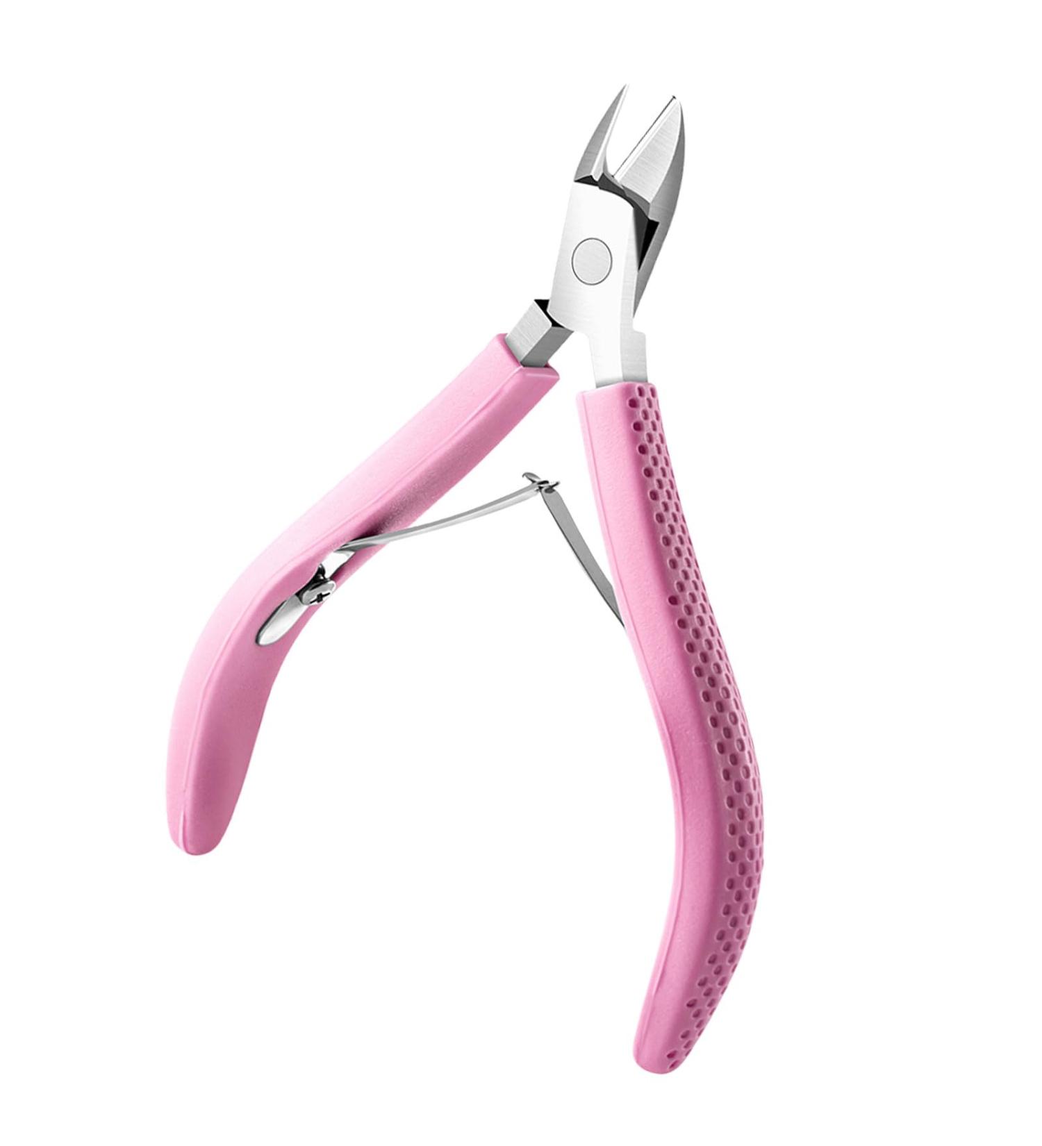 W-LOVNEST Practical Stainless Steel Cuticle Scissors Cutter with Rubber Handle Full Jaw Nails Trimmer for Home and Salon Use Pink - Buy Online on GoSupps.com