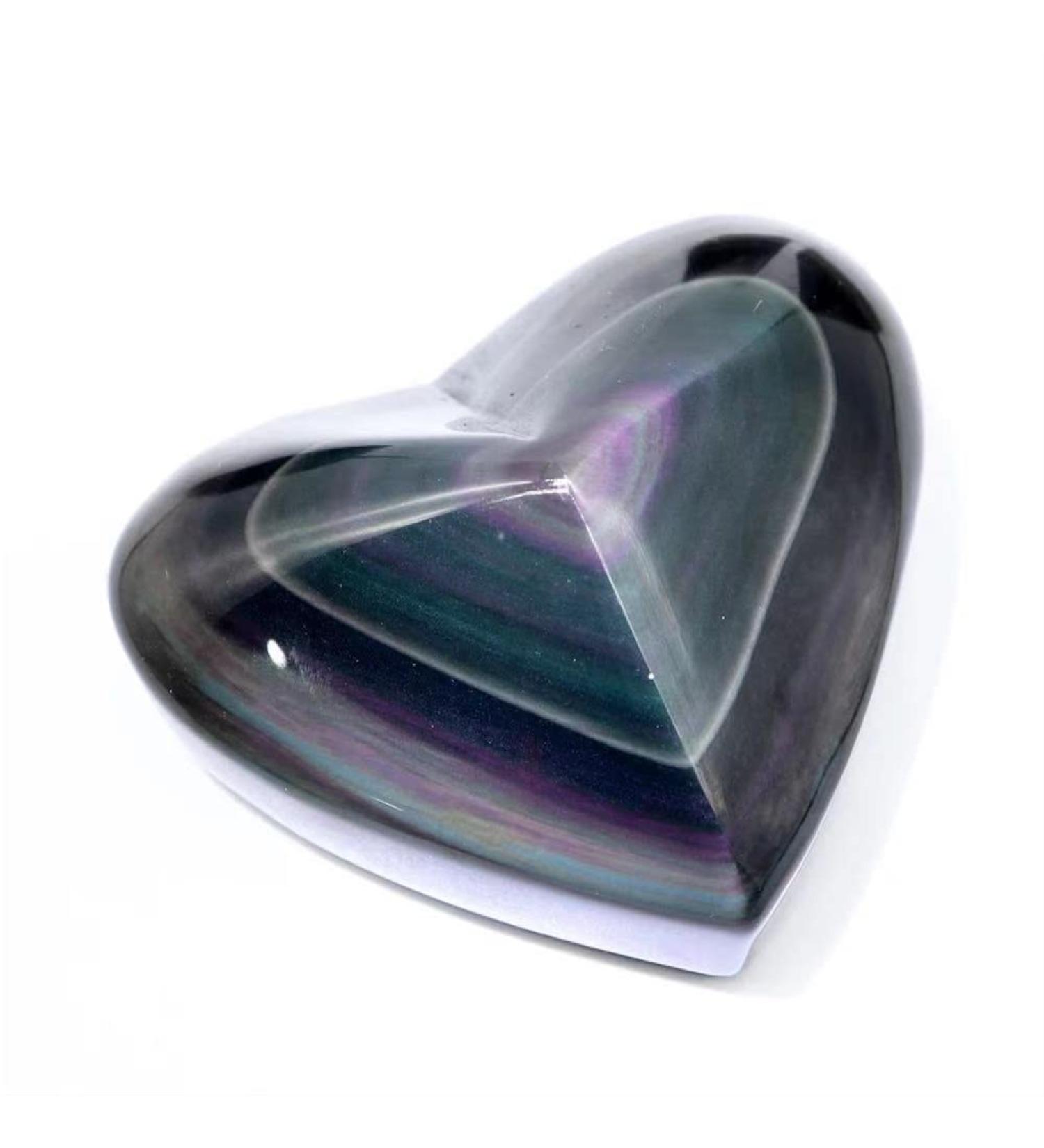 1pc 50g-160g Natural Crystal Stones Folk Crafts Rainbow Obsidian Heart Beautiful Crystal QINTINYIN Stone Mineral Specimen (Color : 1pc 133g-141g) - Buy Online on GoSupps.com
