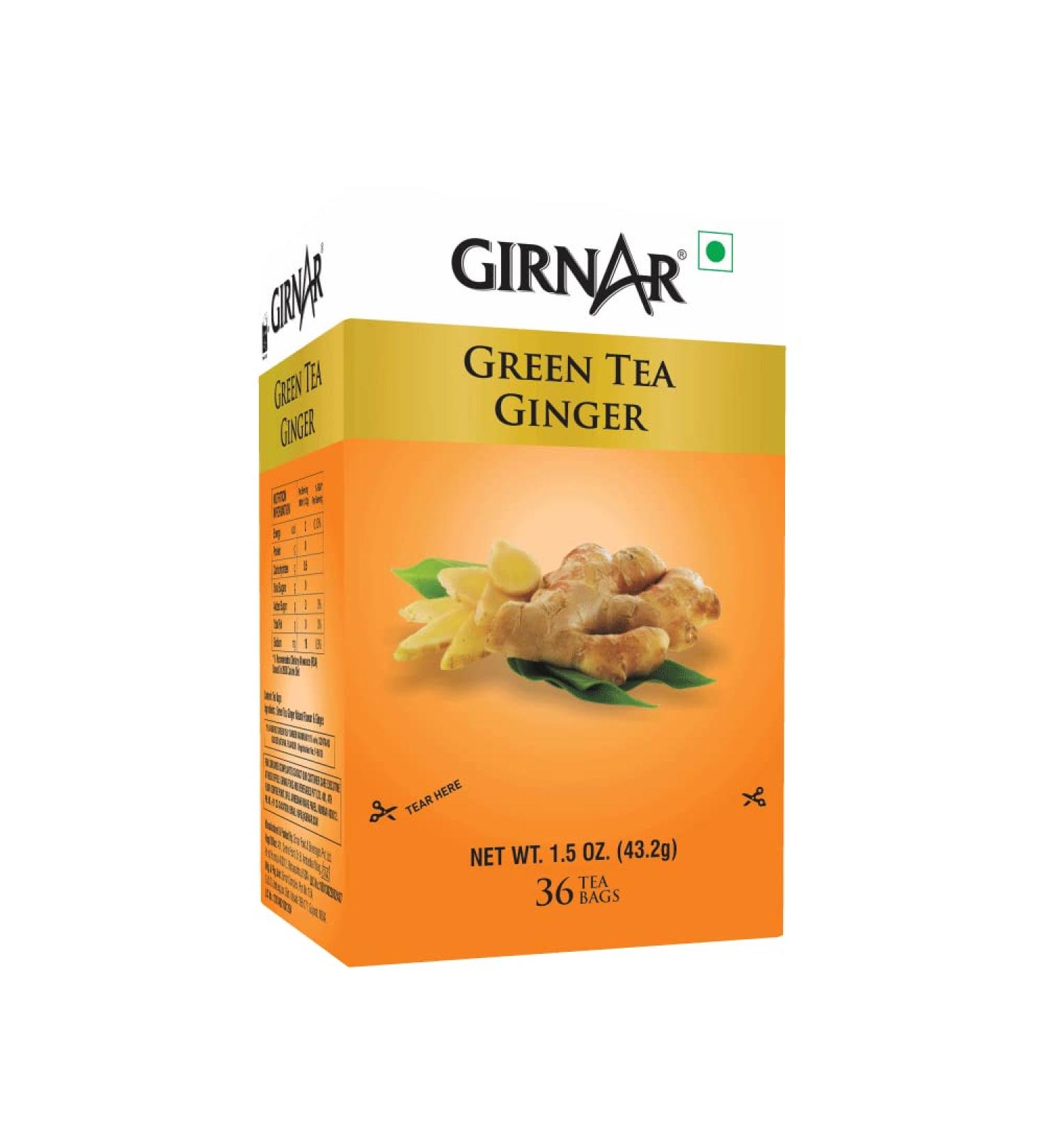 Girnar Green Tea/Chai Ginger 36 Tea Bags - Buy Online on GoSupps.com