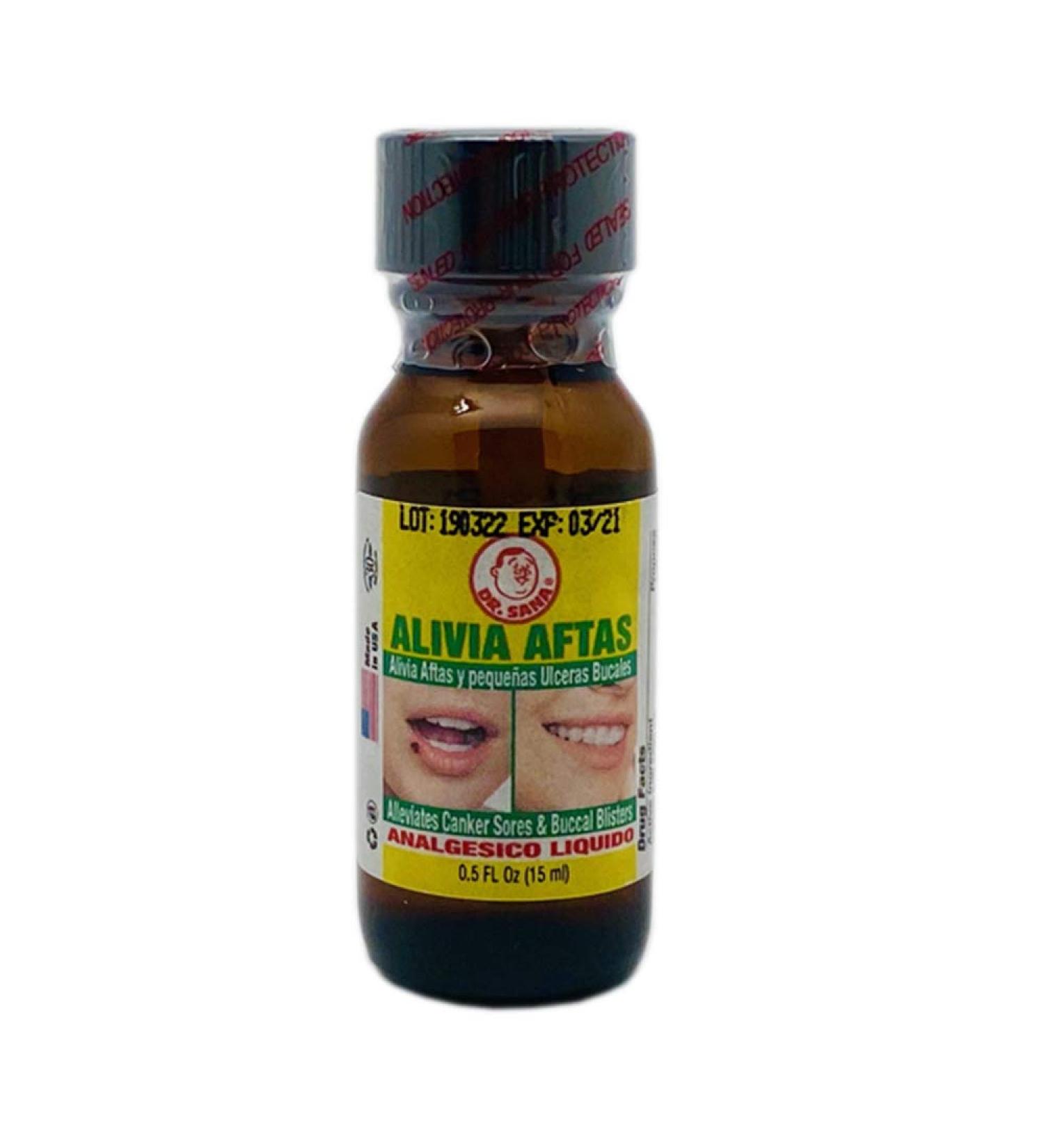 Dr Sana Alivia Aftas Liquid Oral Analgesic Antiseptic for Canker/Mouth Sore Relief - 0.5 Oz - Buy Online on GoSupps.com