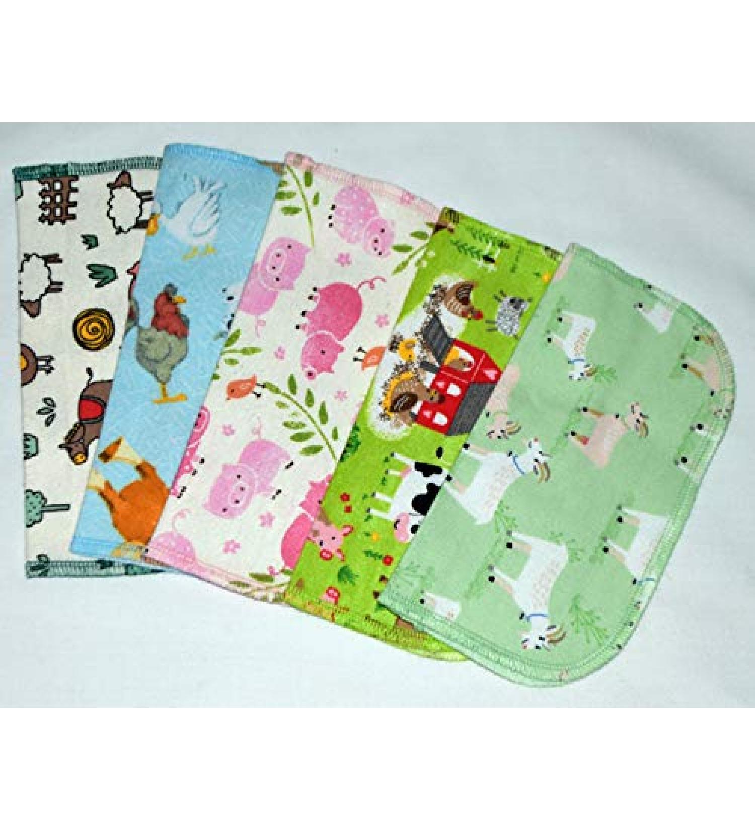 Set of 5 Farm Animals 1 Ply Printed Flannel 8x8 Inches Little Wipes - FBA - Buy Online on GoSupps.com