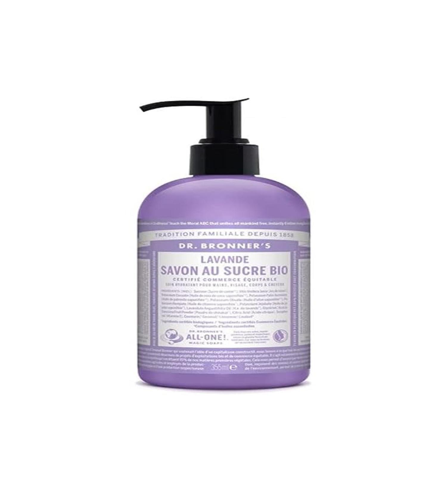 Dr Bronner's Organic Lavender Sugar Liquid Soap Pump Bottle 355 ml