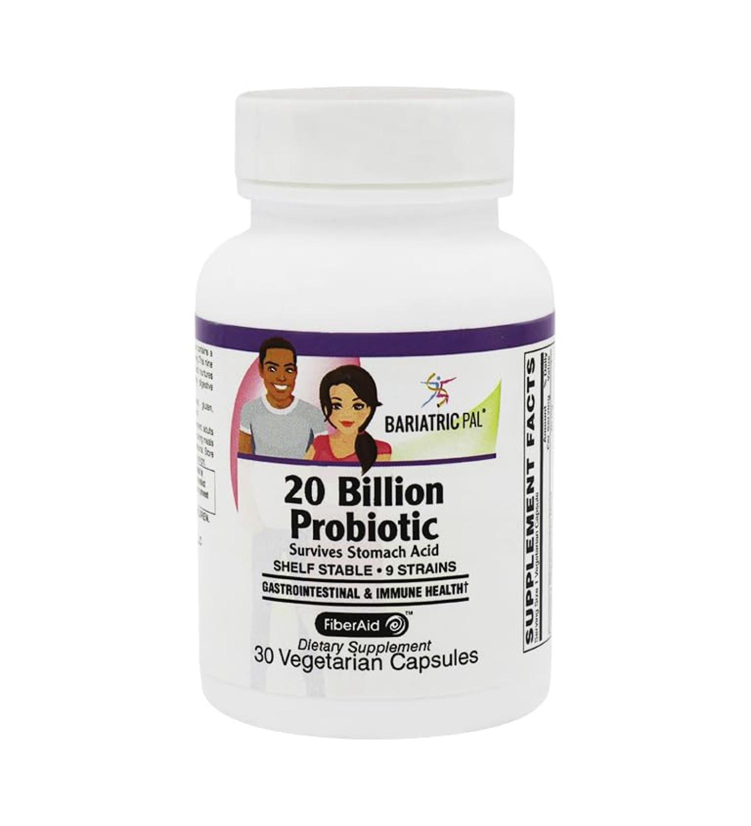 BariatricPal Probiotic 20 Billion CFU Gastrointestinal & Immune Health Capsules (30 Count) 30 Count (Pack of 1) - Buy Online on GoSupps.com