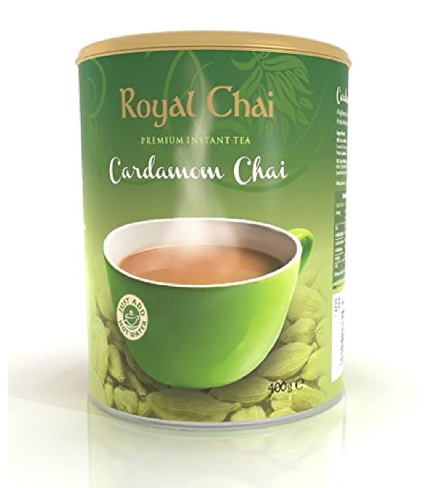 Royal Chai Cardamom Sweetened Tub 400g - Premium Instant Chai for 20 Cups - Buy Online on GoSupps.com
