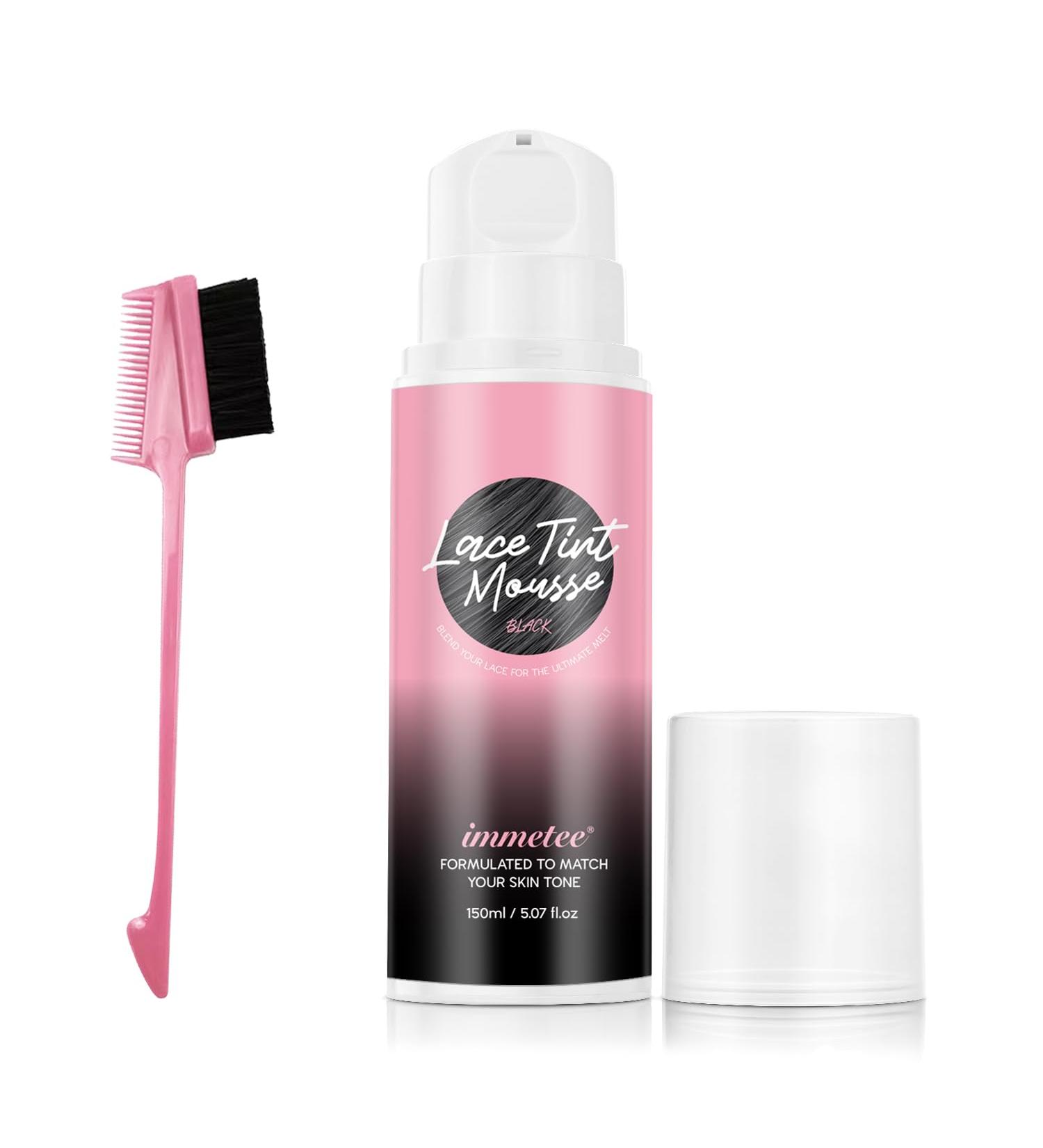 Immetee Lace Tint Mousse for Wigs - Quick Dry No Residue Lace Melting Foam Perfect Skin Tone Match - 150ML/5.07FL OZ (Black - Buy Online on GoSupps.com