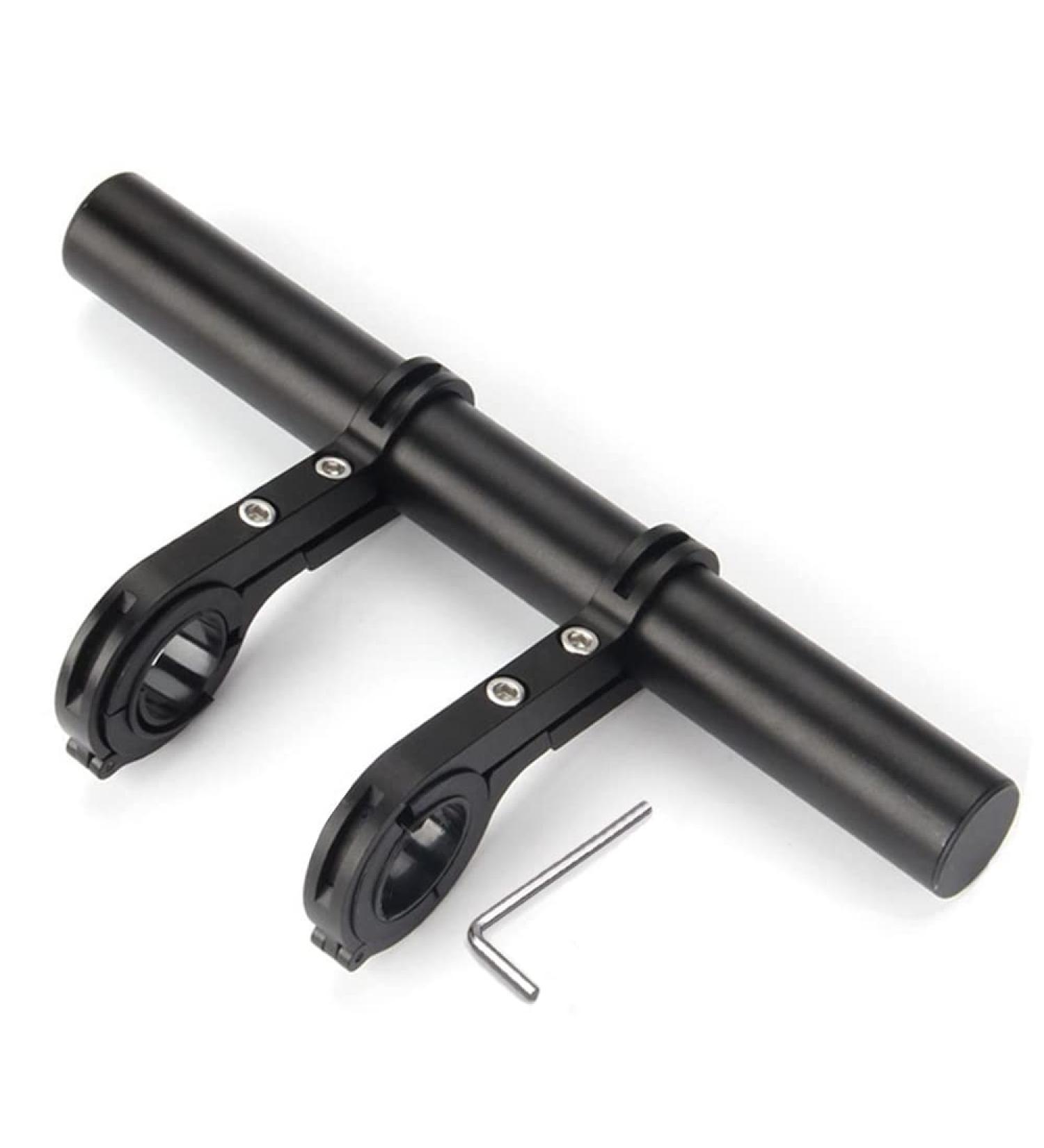 ZXIRANYUN Bicycle Handlebar Extender Rack - Aluminum Alloy Double Clamp Multi-Function Extension for Stopwatch & Lamp Bracket, Black - Buy Online on GoSupps.com