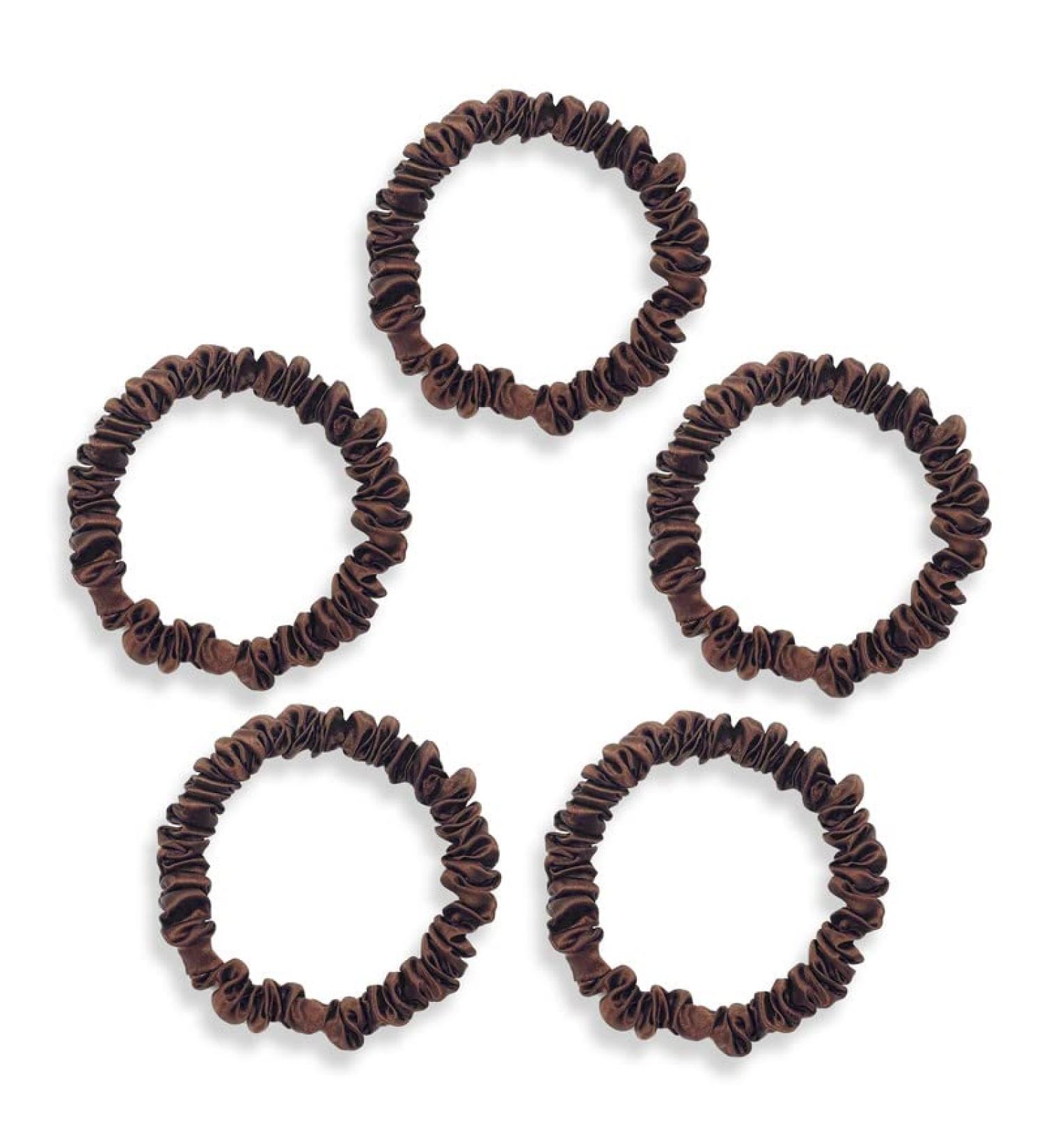 Townssilk 100% Pure 22 Momme Mulberry Silk Skinnie Scrunchies - 5pc Brown Set - Buy Online on GoSupps.com