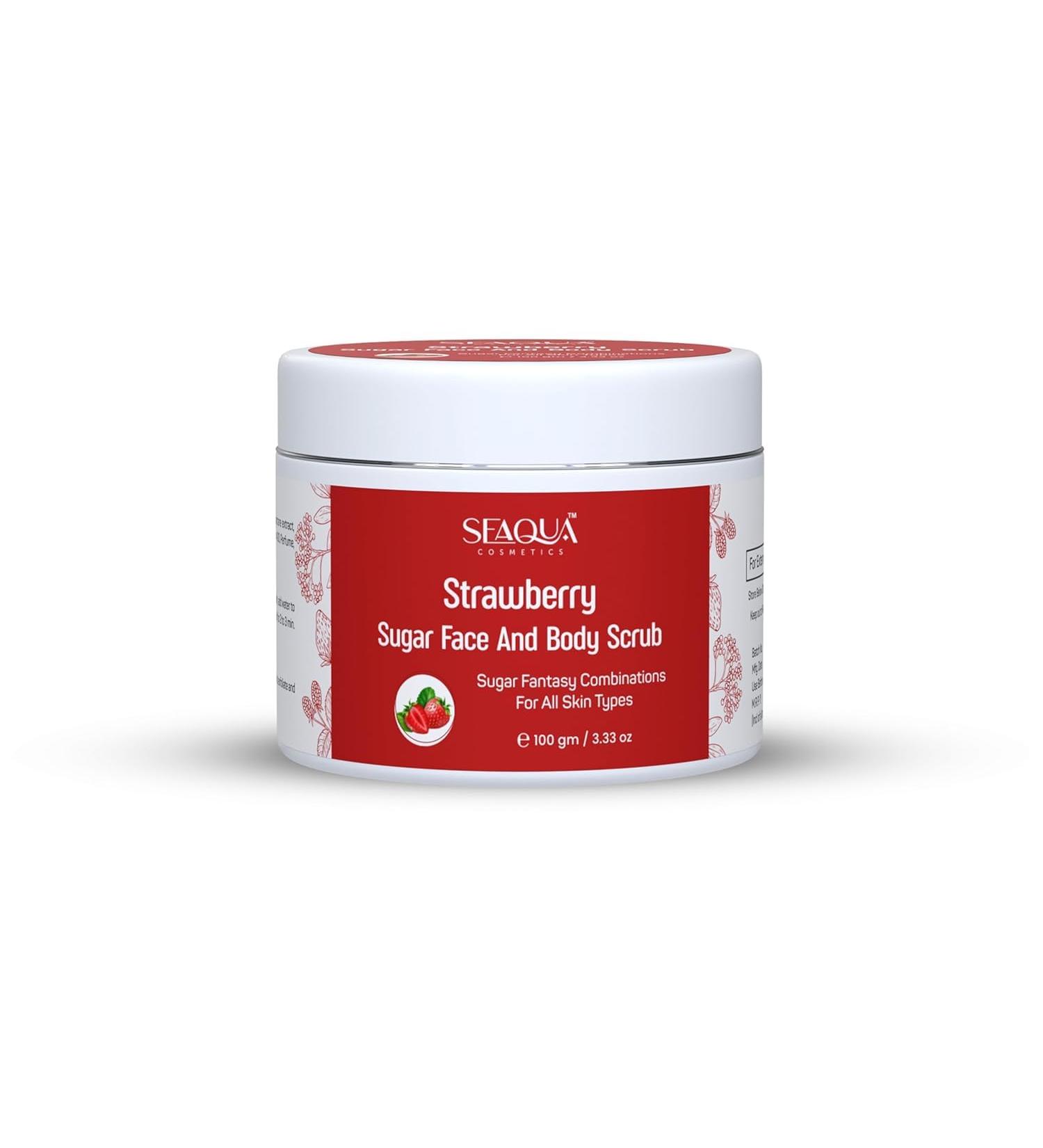 Strawberry Sugar face and Body Scrub for Men and Women Smoother and Brighter Scrub for Reduce Dead Skin and Pores 100gm