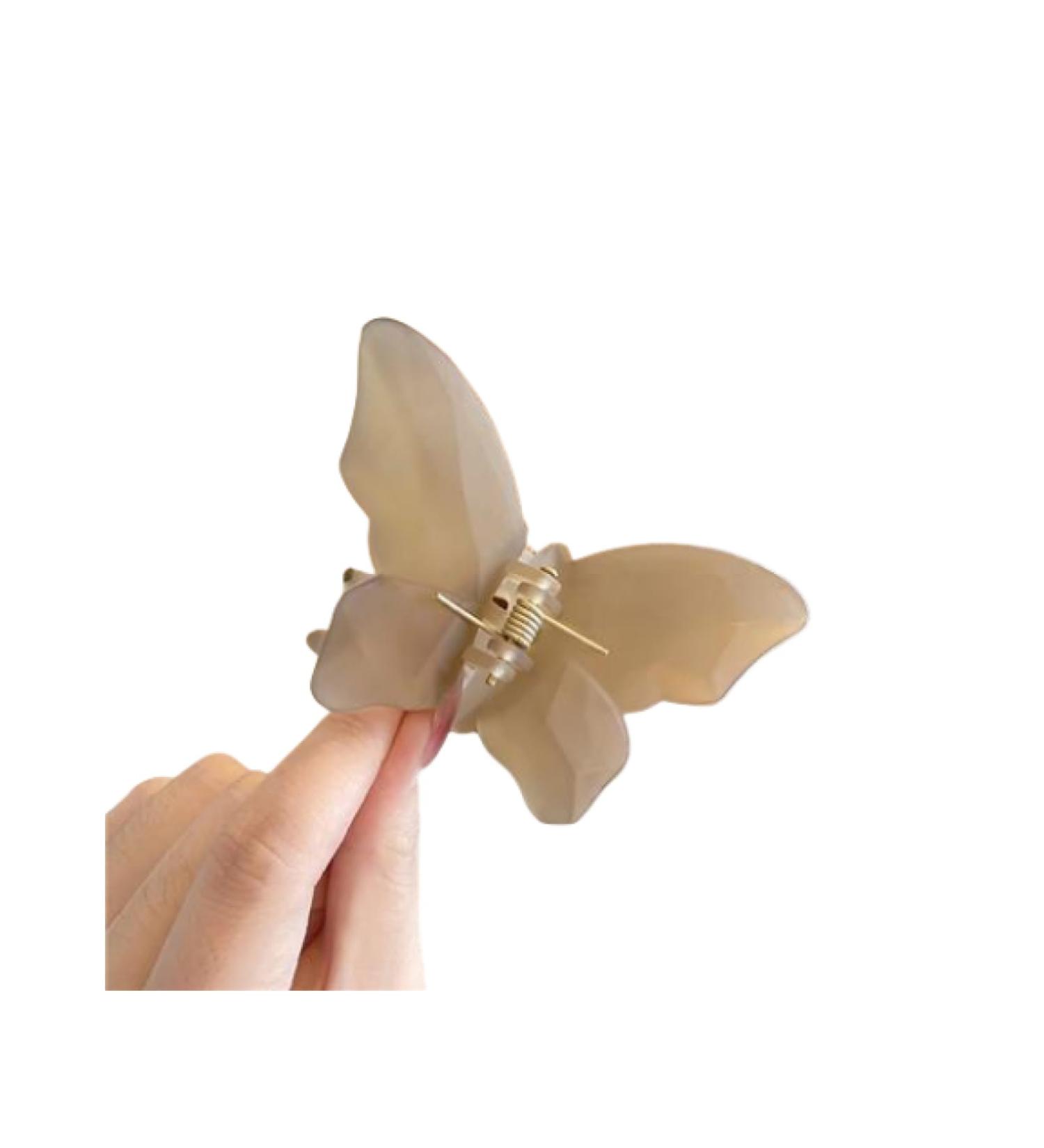 Transparent Butterfly Half Tied Hair Clip Back Spoon Clip Frosted Shark Clip Hair Clip FrostedButterfly-Tan - Buy Online on GoSupps.com