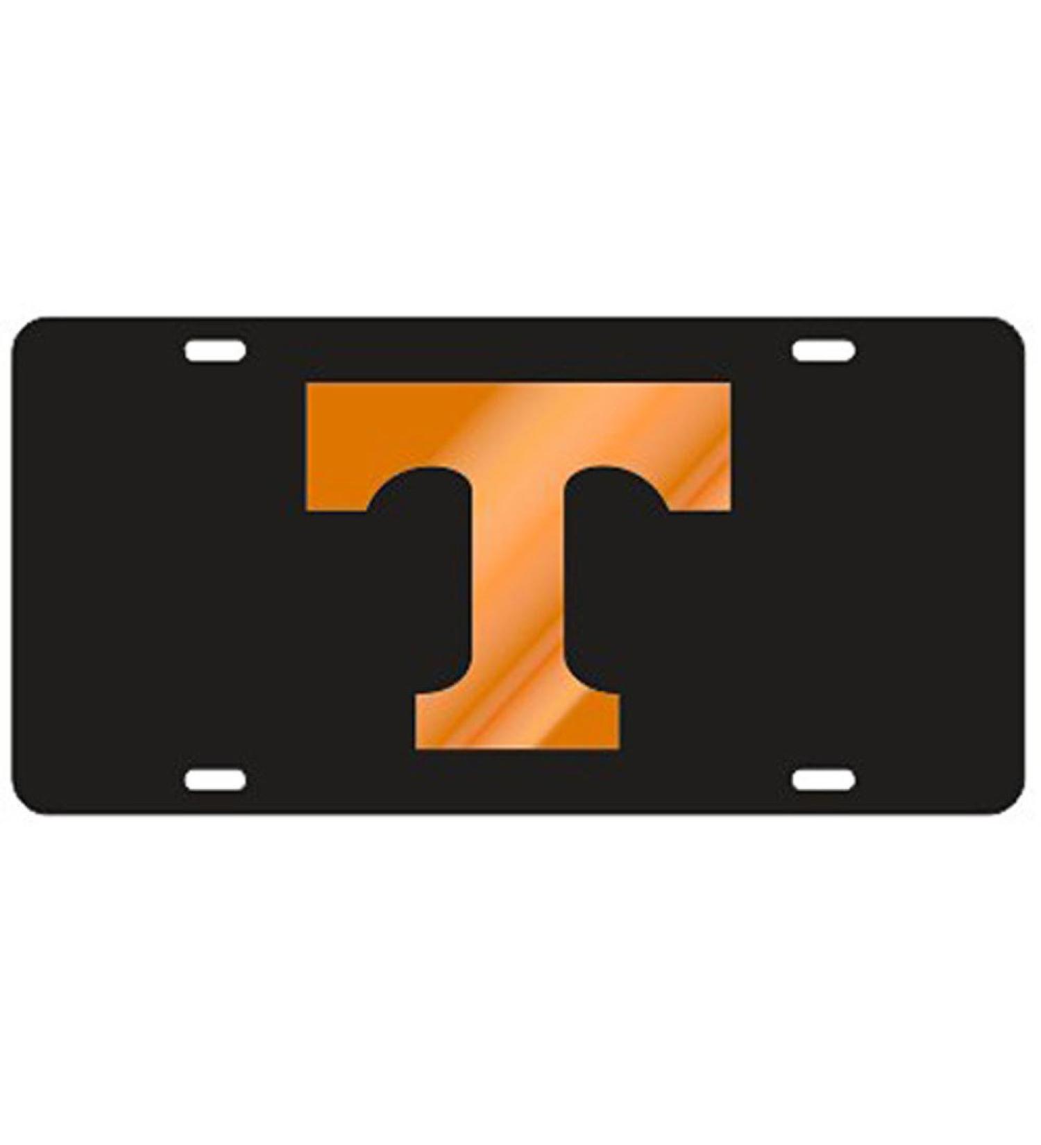 Tennessee Volunteers Black Laser Cut License Plate - Orange T