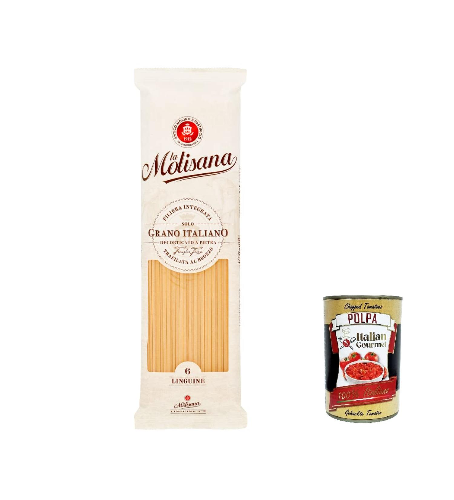  Italian Gourmet E.R. La Molisana Linguine N. 6 Pasta Slow Processed Durum Wheat Semolina Pasta 500g + Pulp Italian Gourmet Pulp 400g - Buy Online on GoSupps.com