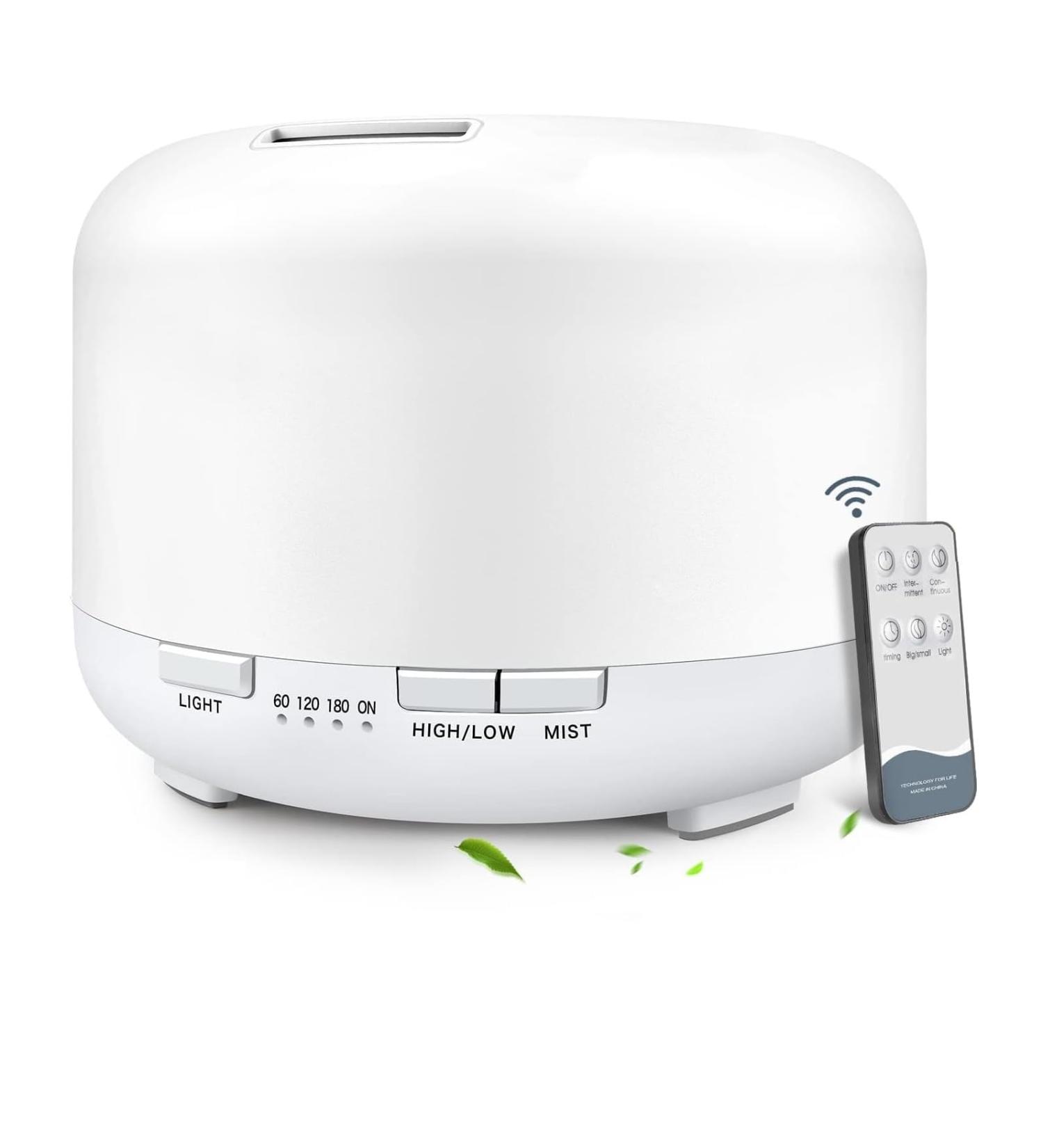 Lonid 500ml Essential Oil Diffuser - Ultrasonic Humidifier with 4 Timers & 14 Colors | BPA-Free Aroma Diffuser for Bedroom Baby Spa & Aromatherapy (Pure White) - Buy Online on GoSupps.com