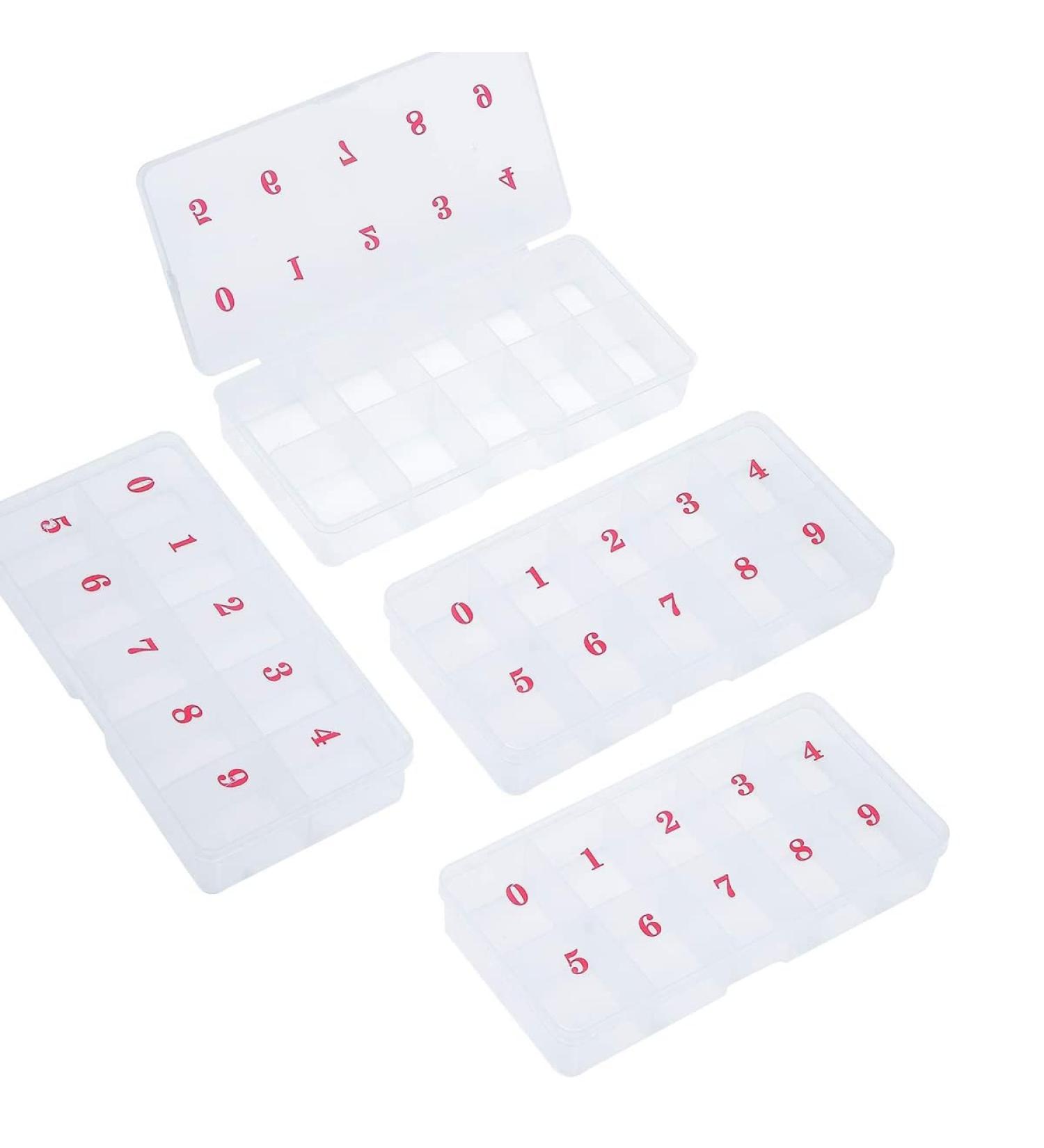 Tixqeaif 4Piece 10 Transparent False Tips Rhinestone Glitter Storage Container Numeral Grid Boxes - Buy Online on GoSupps.com