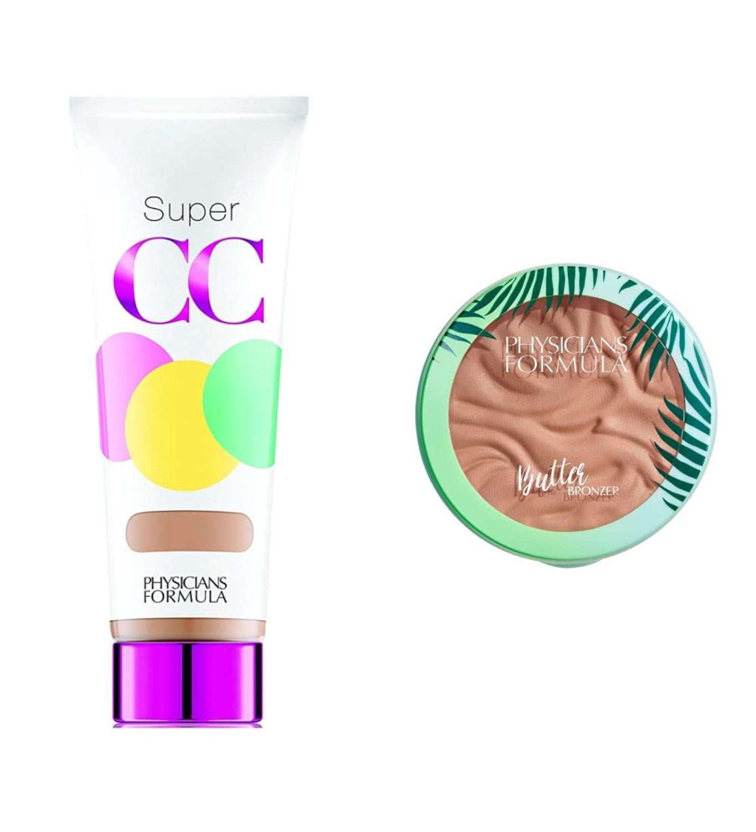 Physicians Formula Super CC Color-Correction + Care CC Cream Light/Medium 1.2 Ounces SPF 30 with Murumuru Butter Bronzer 0.38 Ounce