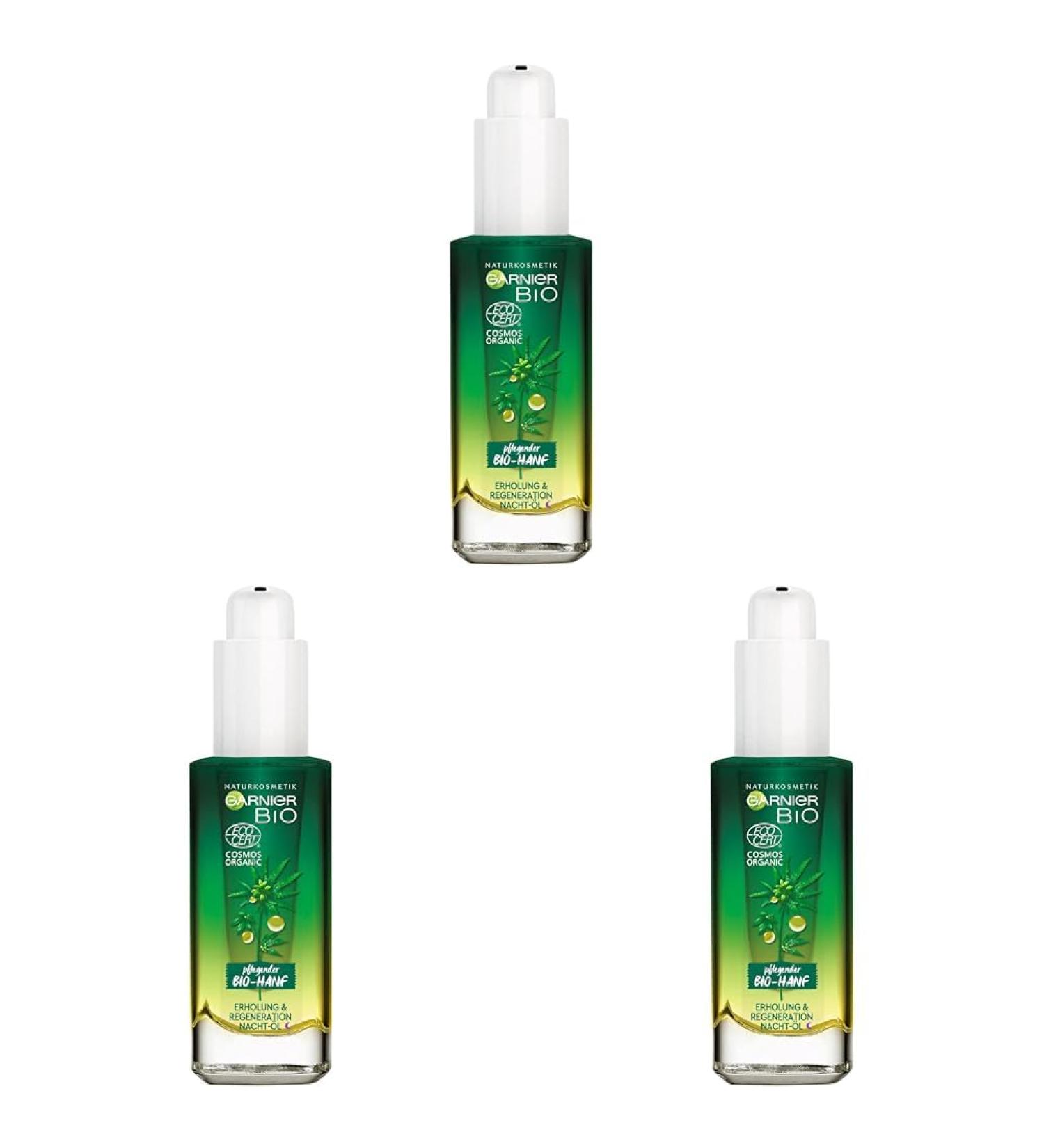 Garnier Bio Hemp Night Oil - Vegan Facial Care for Relaxation & Regeneration | 30 ml (Pack of 3) - Best for Stressed Skin - Buy Online on GoSupps.com