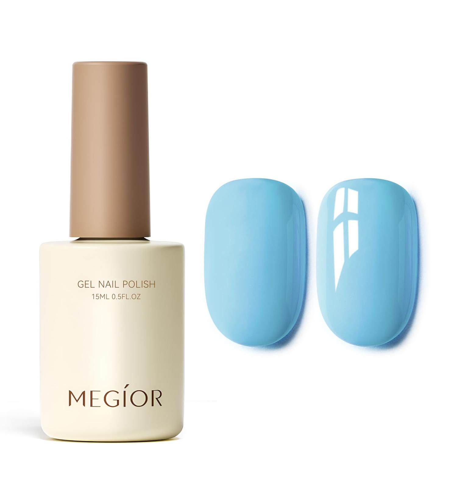 MEGIOR Sky Blue Gel Nail Polish 15ml Light Blue Gel Polish High Gloss Soak Off UV LED Nail Gel Polish for Nail Art Manicure Salon DIY Home Gift for Girls - Buy Online on GoSupps.com